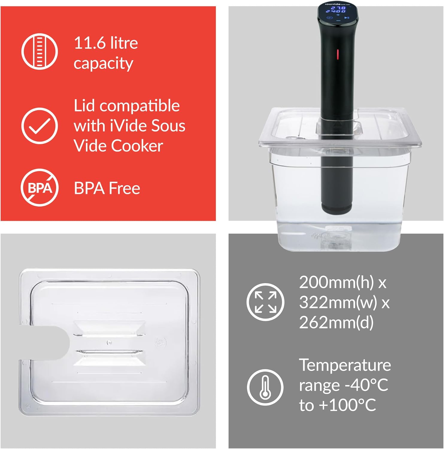 Sous Vide Tools Contenitore Policarbonato 11.6L - immagine 3
