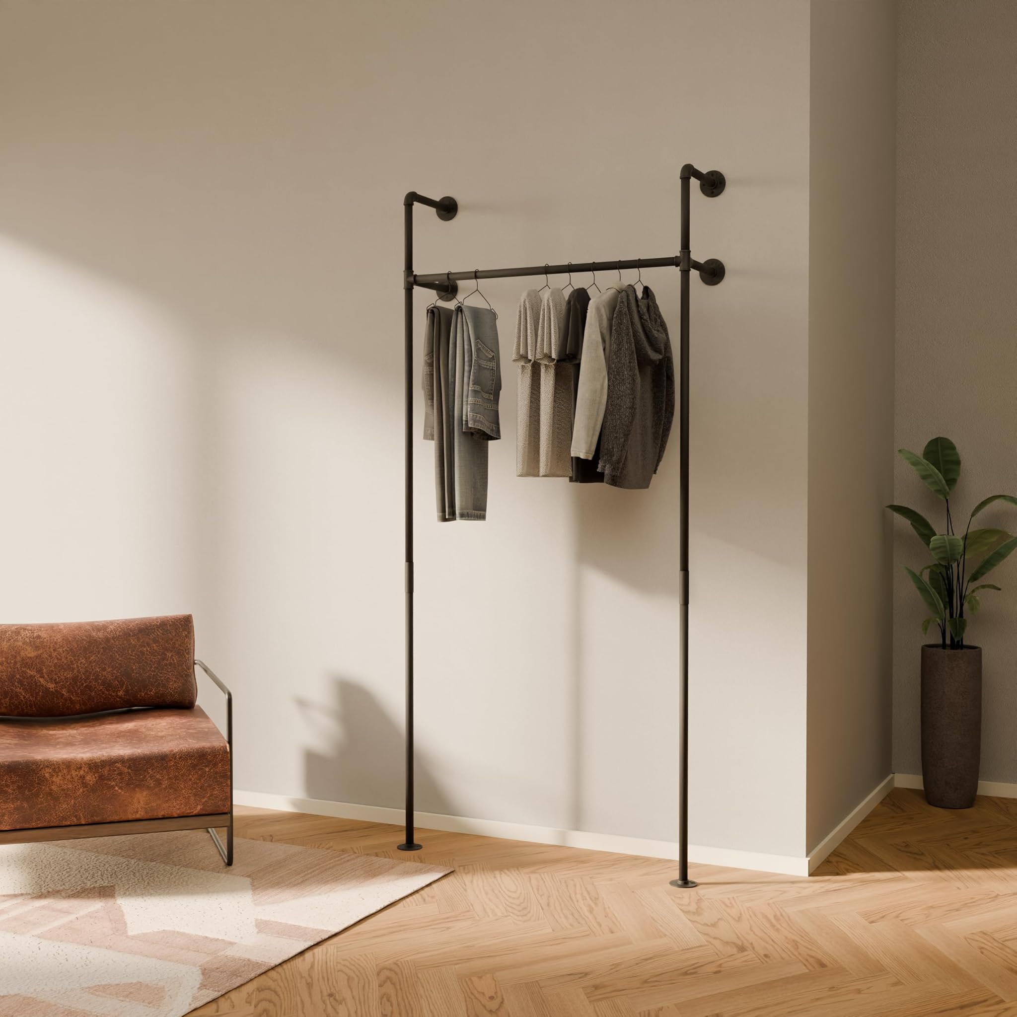 Pamo Appendiabiti da Muro Industriale Nero