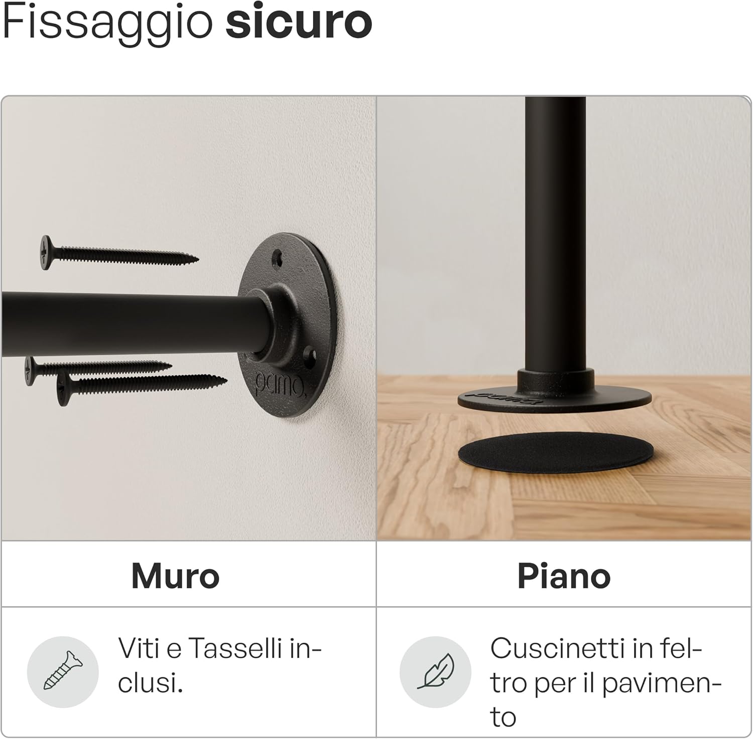 Pamo Appendiabiti da Muro Industriale Nero - immagine 5