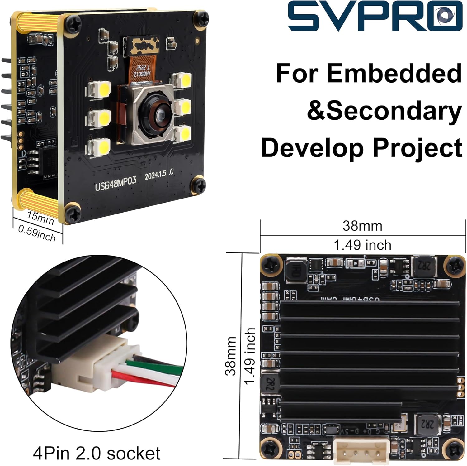 Svpro Modulo Fotocamera USB 48MP con Luce Notturna - immagine 6
