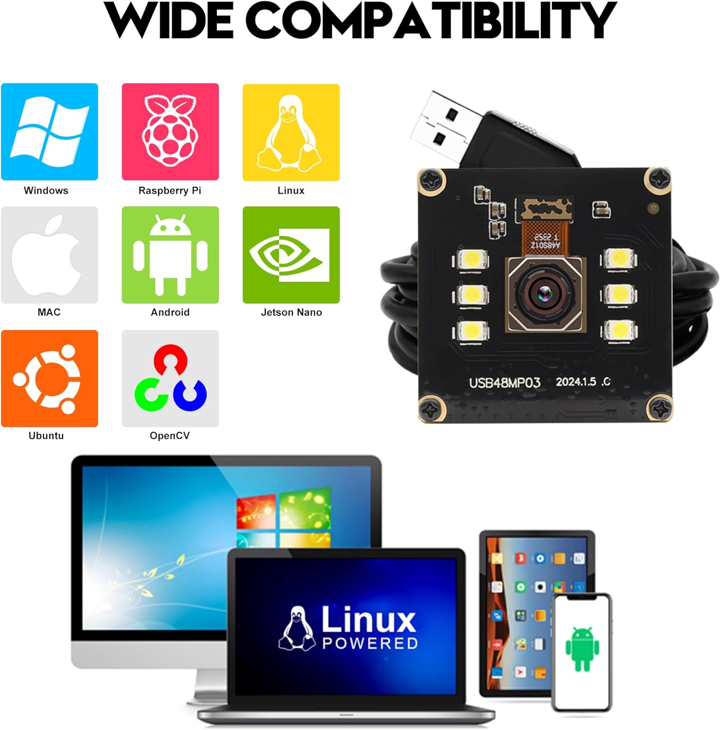 Svpro Modulo Fotocamera USB 48MP con Luce Notturna - immagine 7