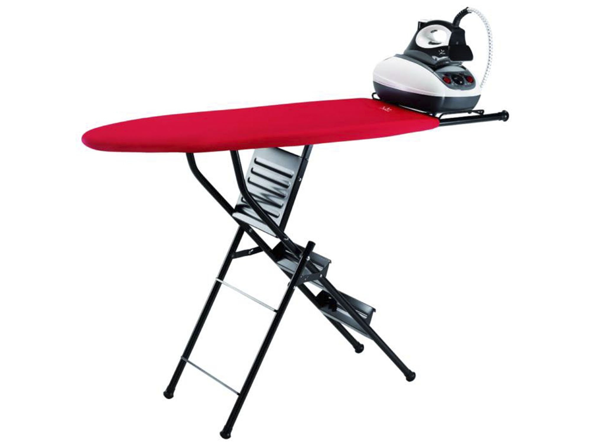 JATA 848S Scala-Asse da stiro, colore: Nero/Rosso, acciaio;cotone