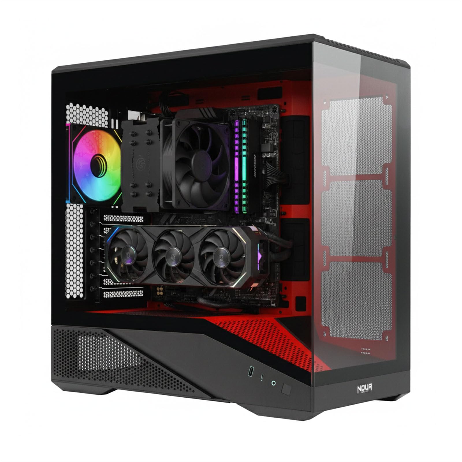 Noua Cool GR200 - Case PC Gaming ATX Mid Tower Rosso