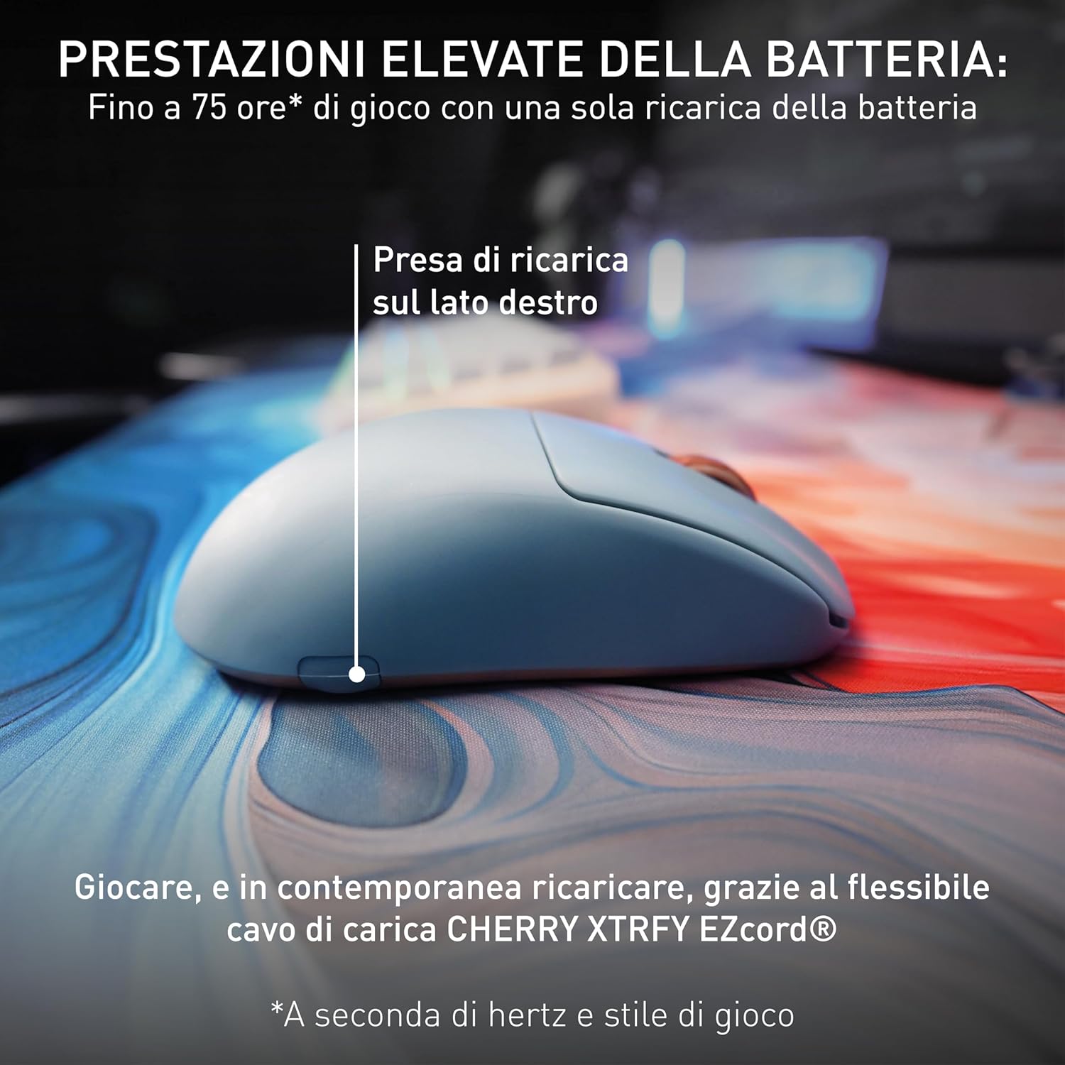 Cherry Xtrfy M68 Wireless - Mouse Gaming Ultraleggero, Blu - immagine 5