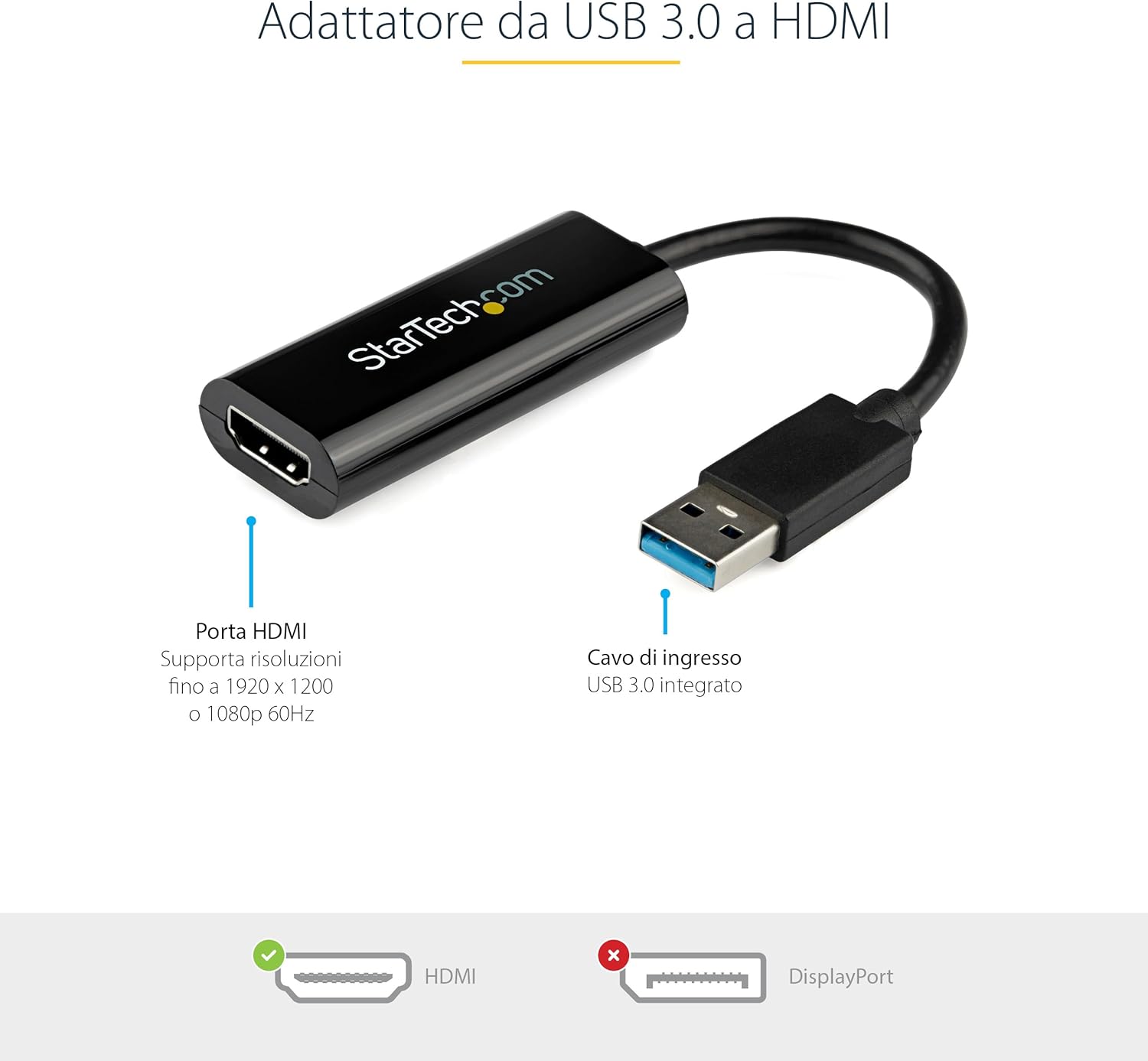 Startech.com Adattatore USB 3.0 a HDMI 1080p, Nero - immagine 2