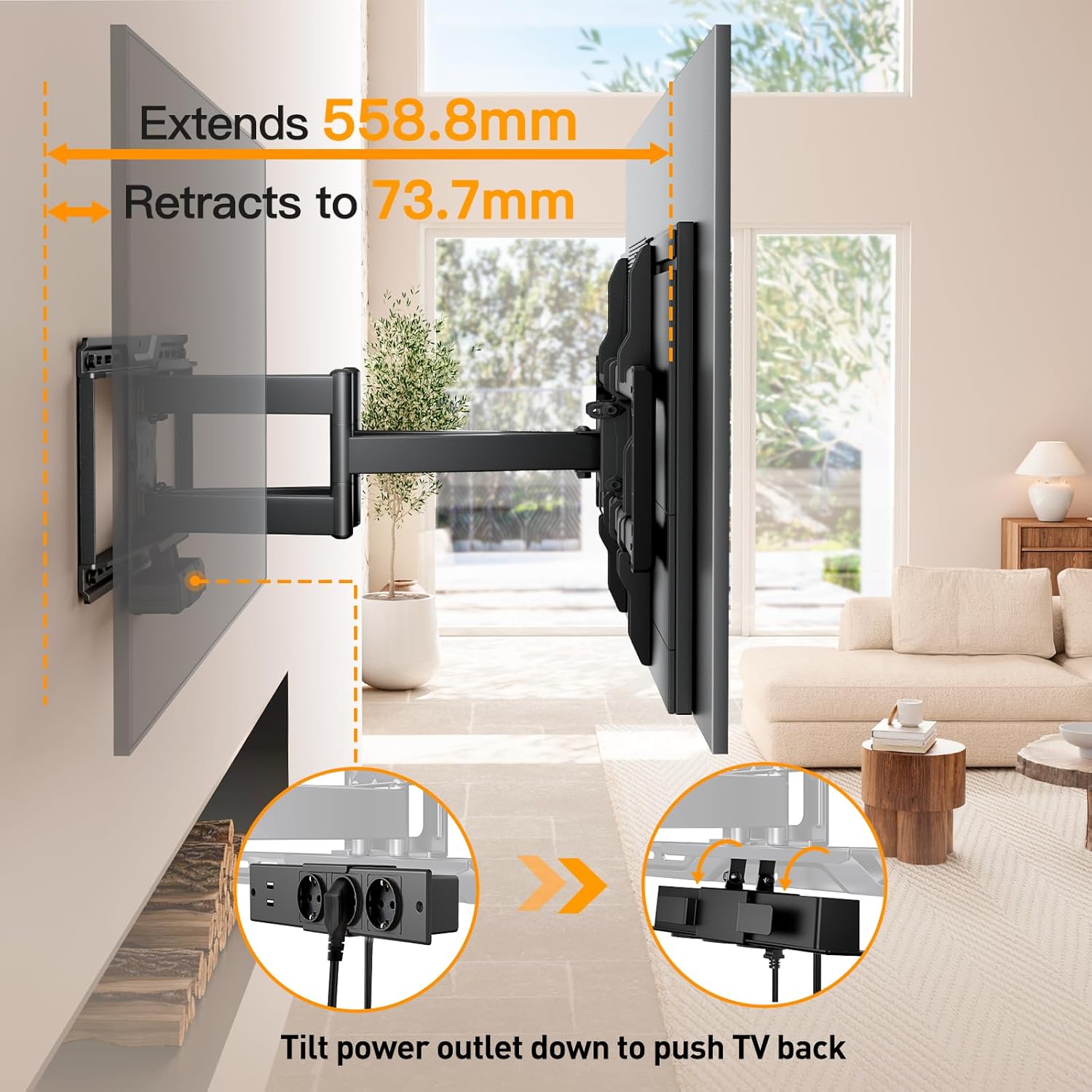 Perlegear Supporto TV a Parete 42-90 pollici Full Motion - immagine 6