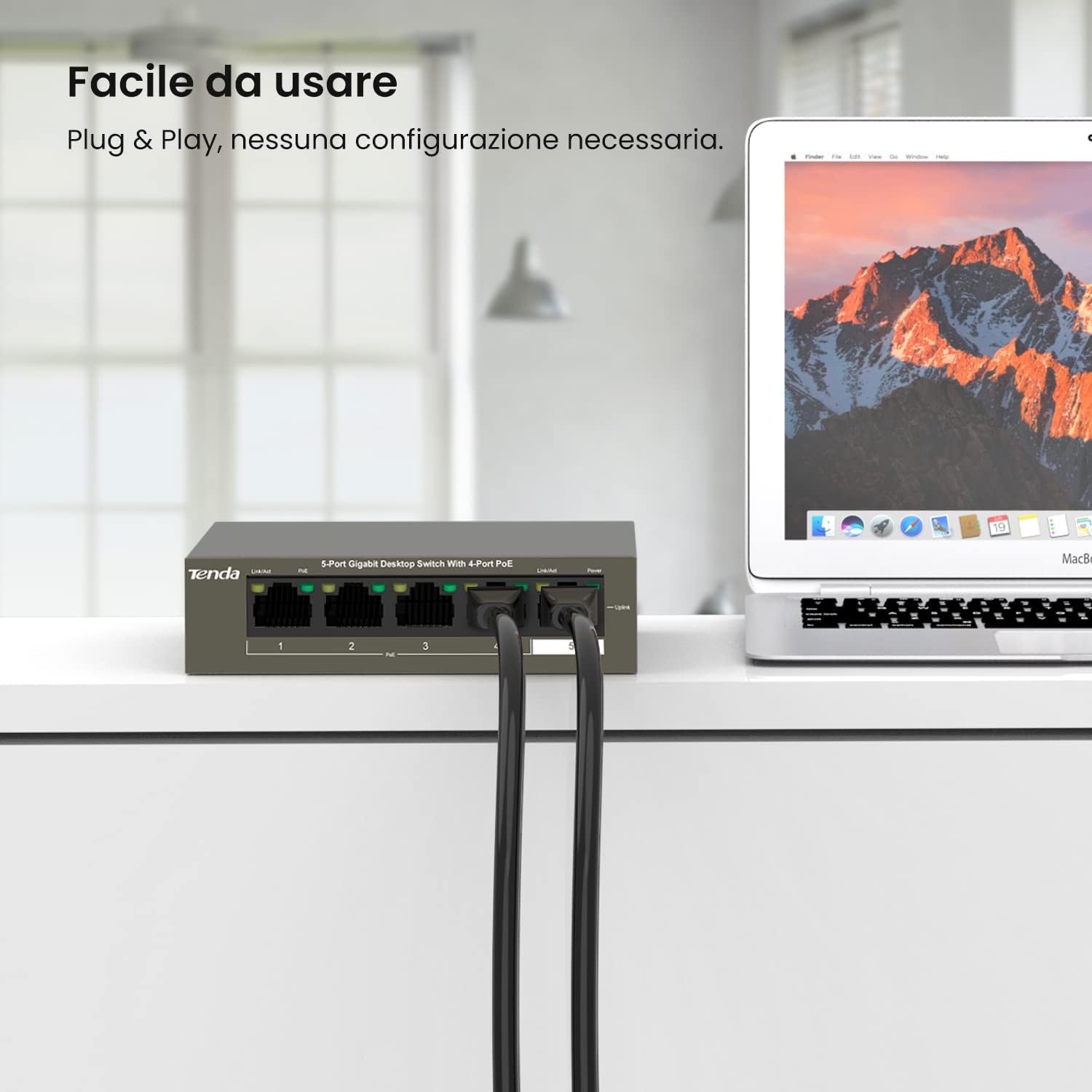 Tenda Switch PoE 5 Porte Gigabit 63W - immagine 6