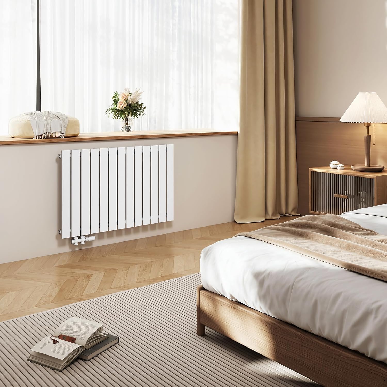 EMKE Radiatore Orizzontale 630x620mm 450W, Bianco - immagine 6