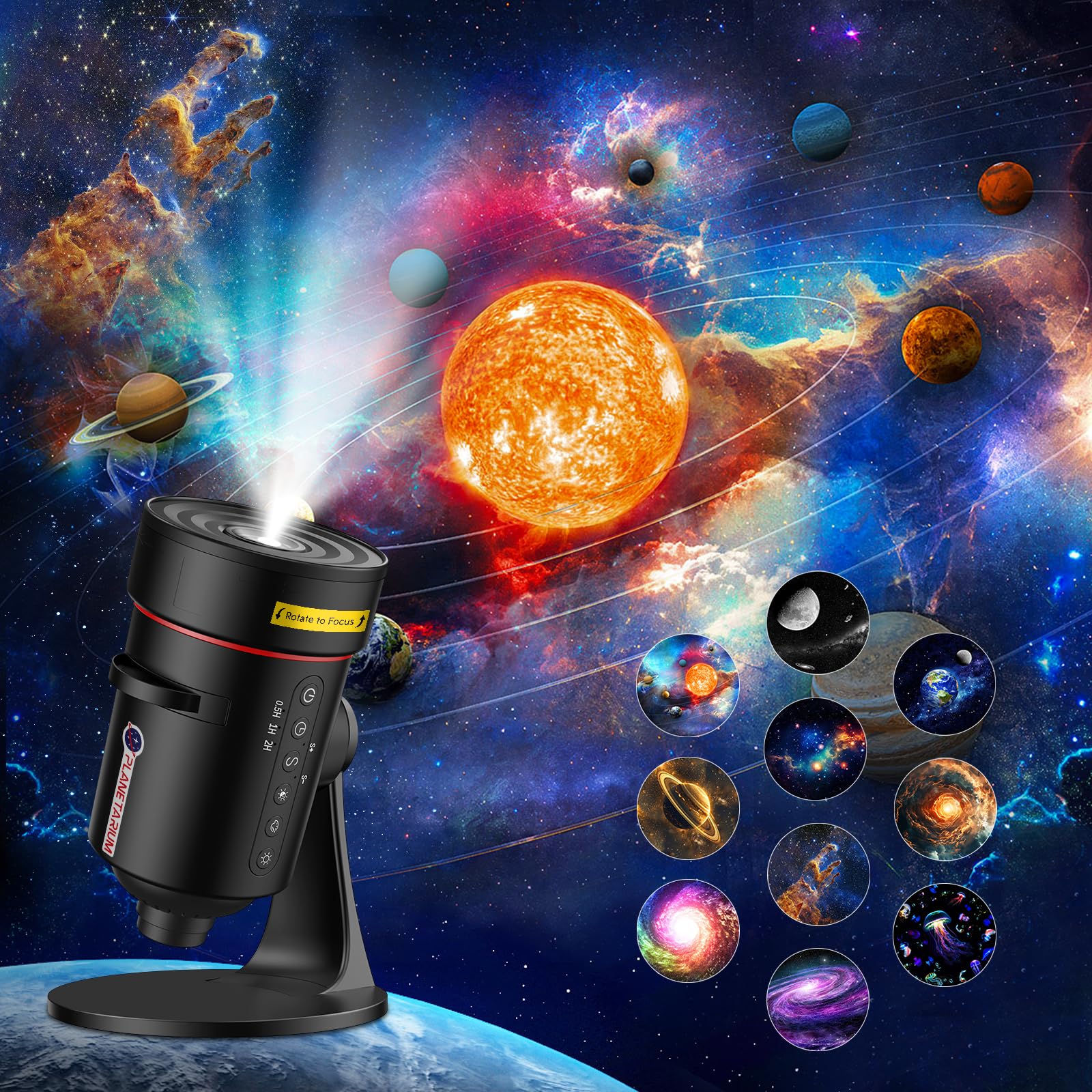 Proiettore Stelle Soffitto,4K HD Realistico Planetario Proiettore con 10 Dischi Film,Ruotabile a 360°Cielo Stellato Soffitto con Timer per Decorazioni Camera da letto