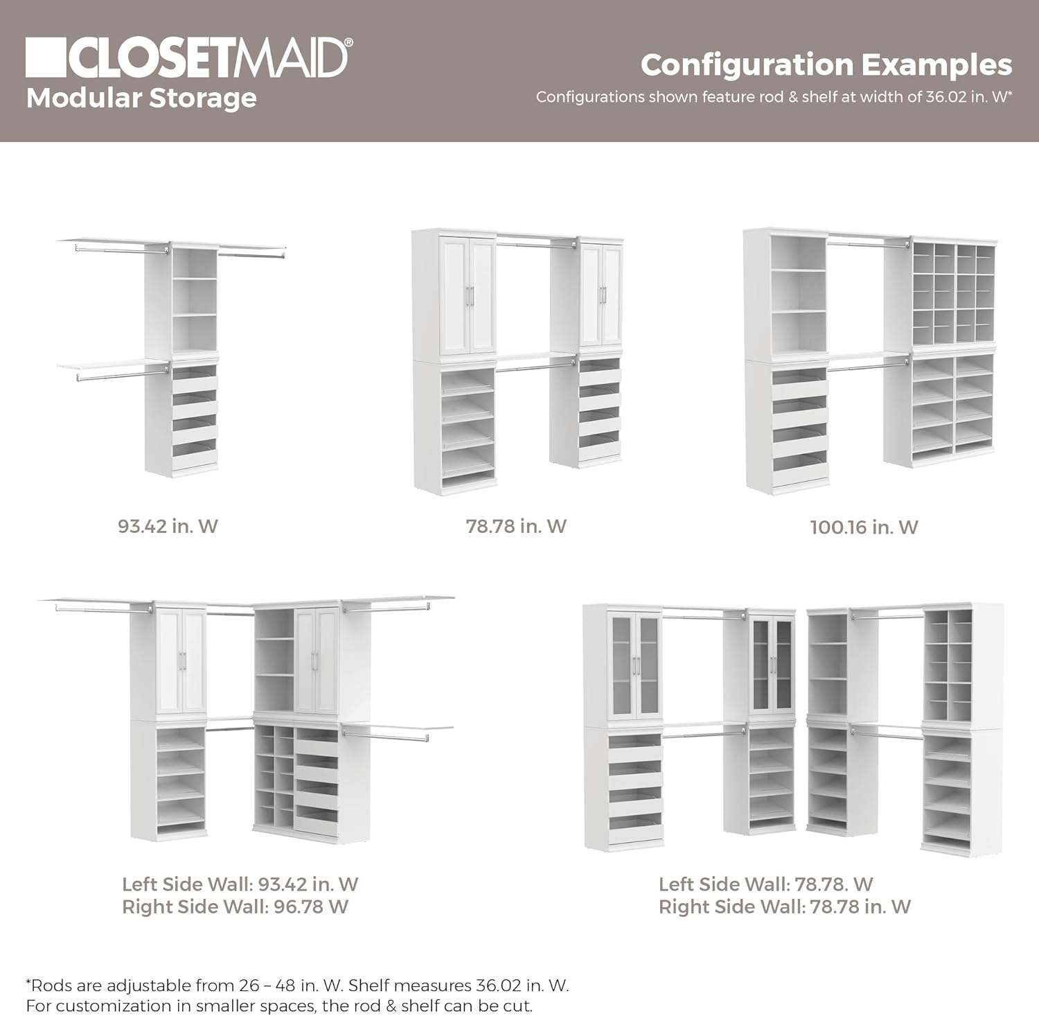 ClosetMaid 4594 Modular Closet Storage Solid 2-Door Kit, White - immagine 13