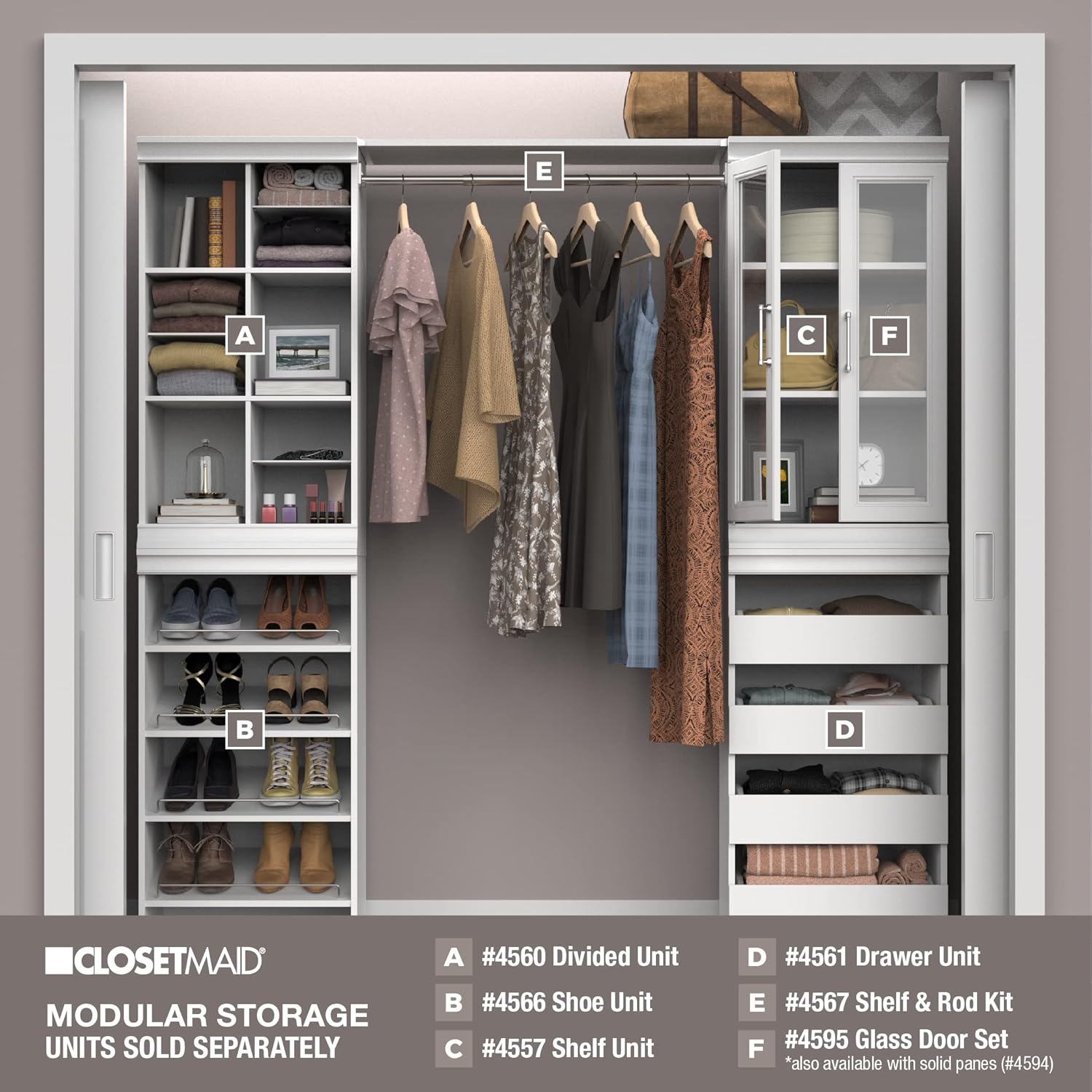 ClosetMaid 4594 Modular Closet Storage Solid 2-Door Kit, White - immagine 4