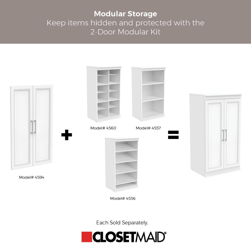 ClosetMaid 4594 Modular Closet Storage Solid 2-Door Kit, White - immagine 5