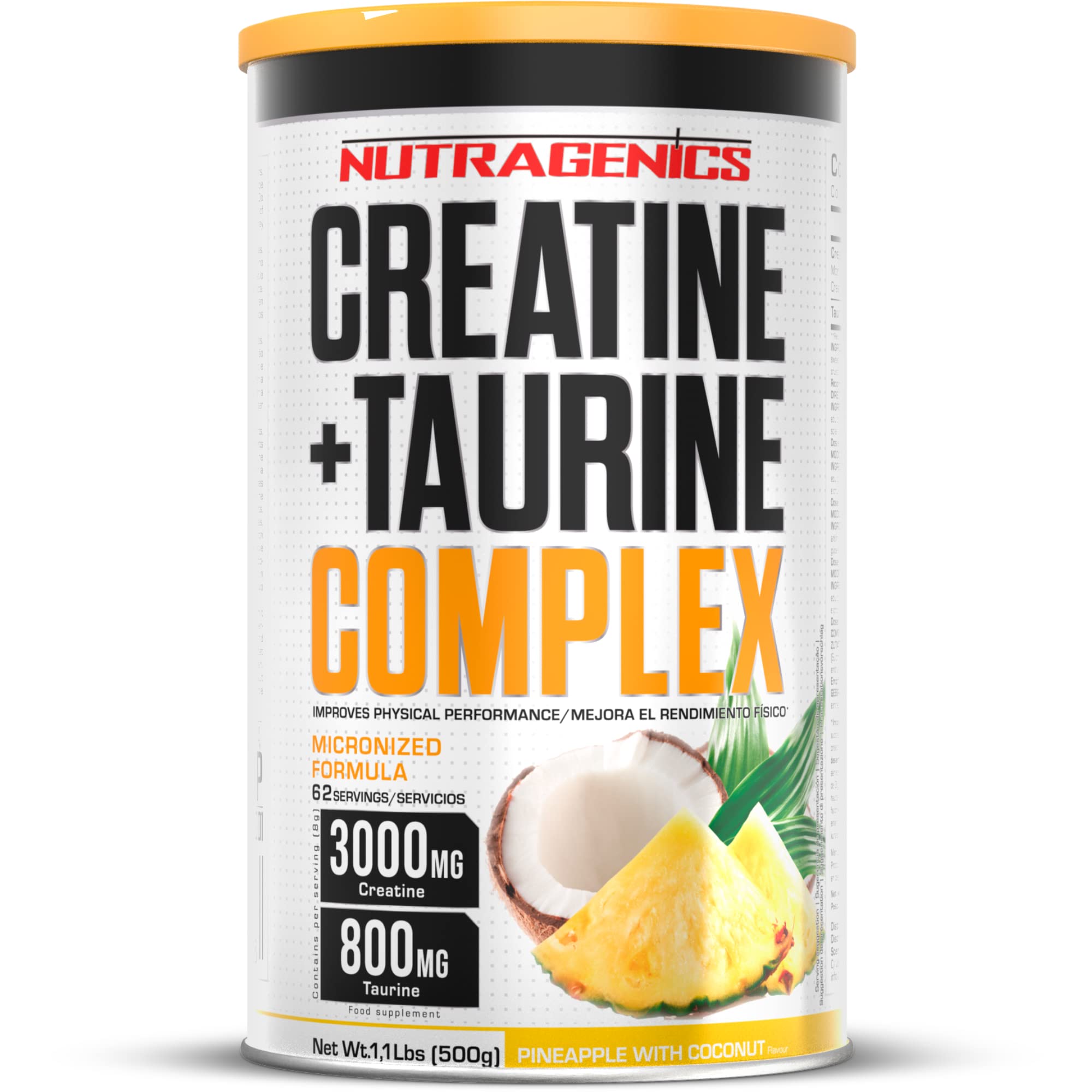 Creatine + Taurine - Creatina con sapore - Creatina Monoidrata - Creatine monoidrato - Creatina in polvere - Creatine Monohydrate - Creatina monoidrata polvere - 500 g (Ananas e cocco)