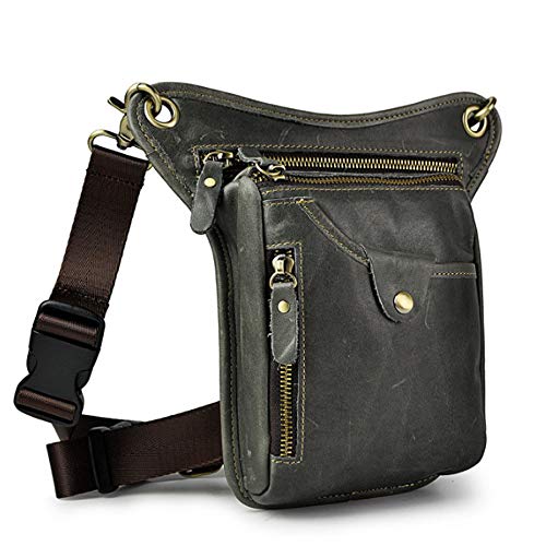 Xieben Borsa Gamba in Pelle per Moto e Bici, Deep Grey