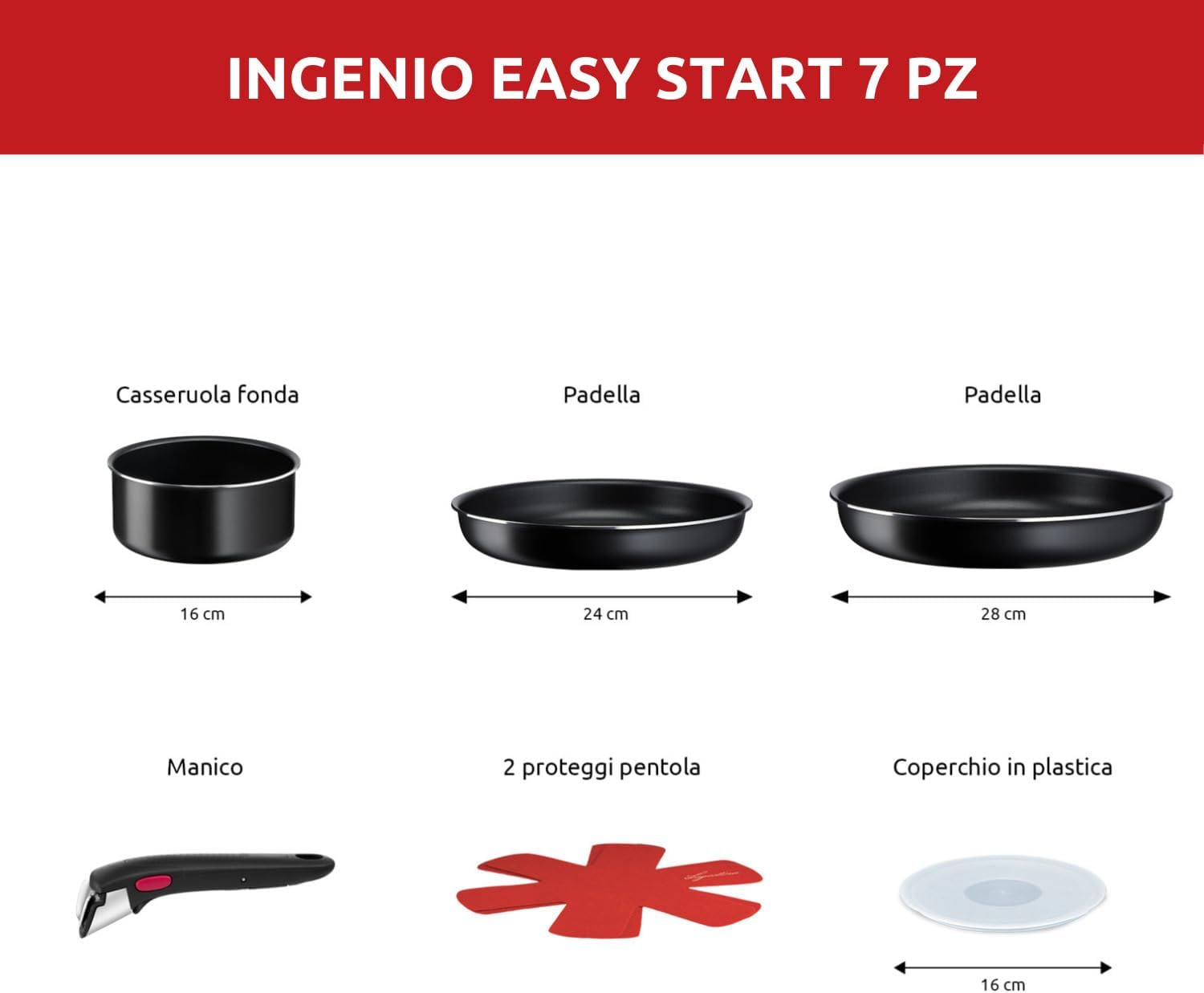 Lagostina Ingenio Easy Start Set Pentole Antiaderenti 7 Pezzi - immagine 2