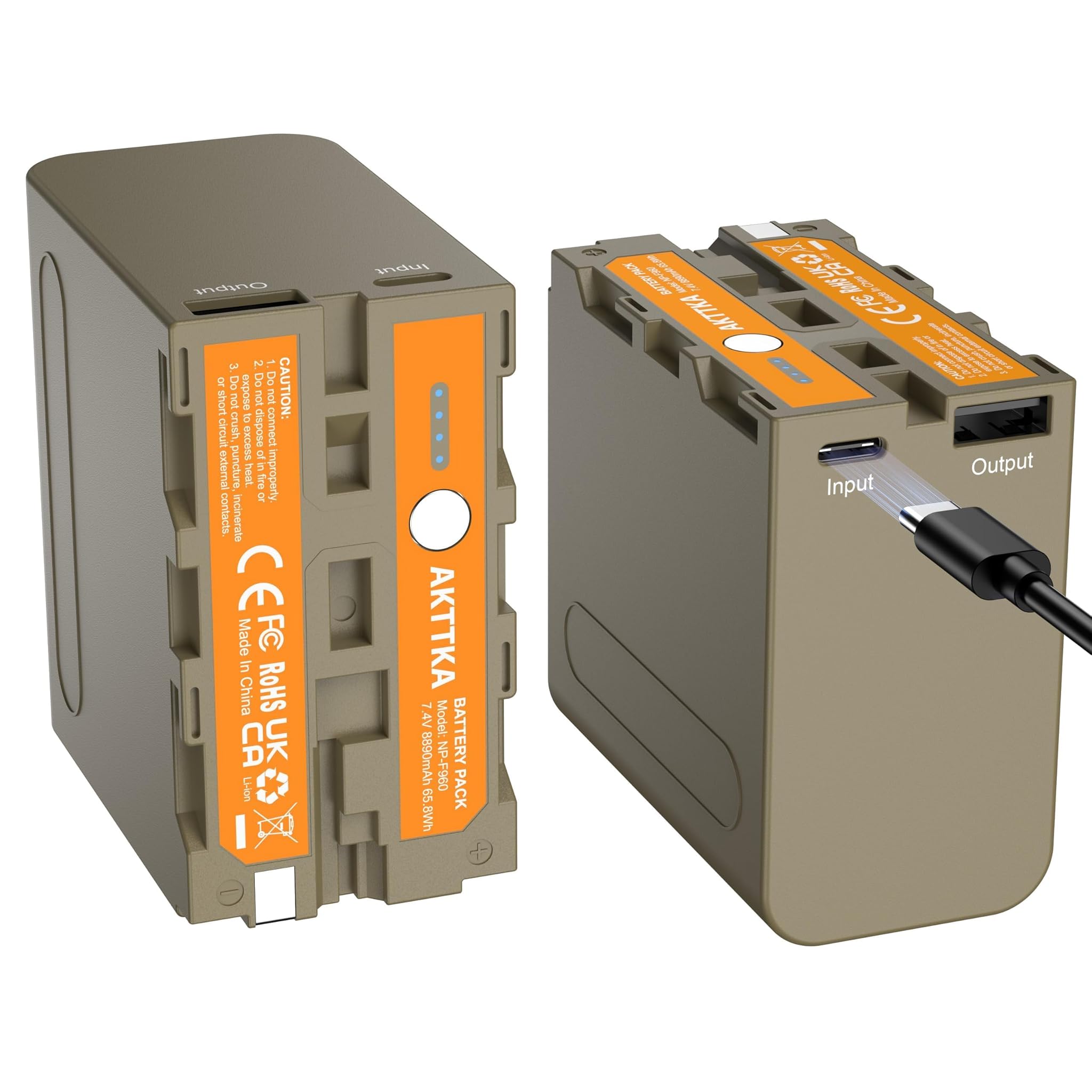 Akttka 2 Batterie NP-F960 Ricaricabili 8890mAh