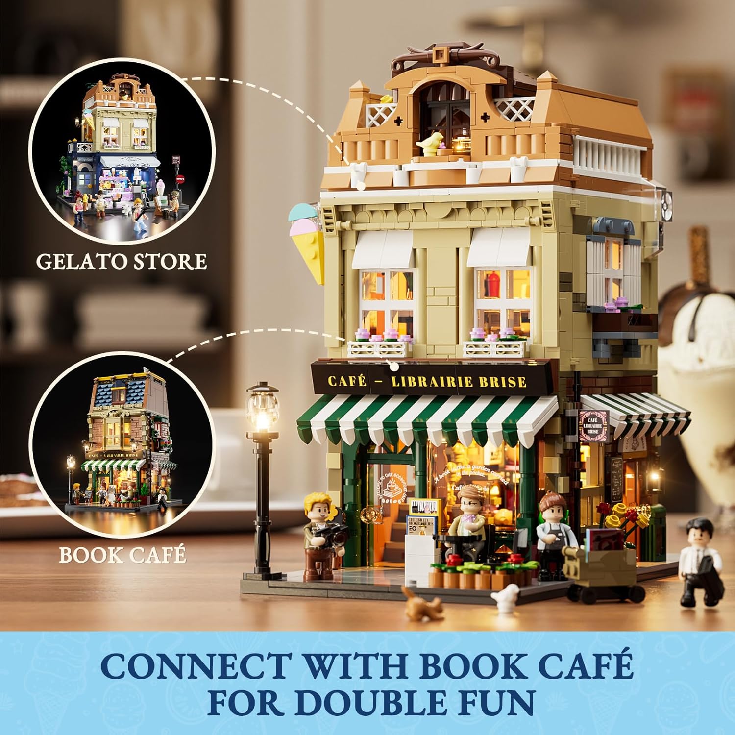 Funwhole Gelato Store Building Set con Luce, 1948 Pezzi - immagine 3