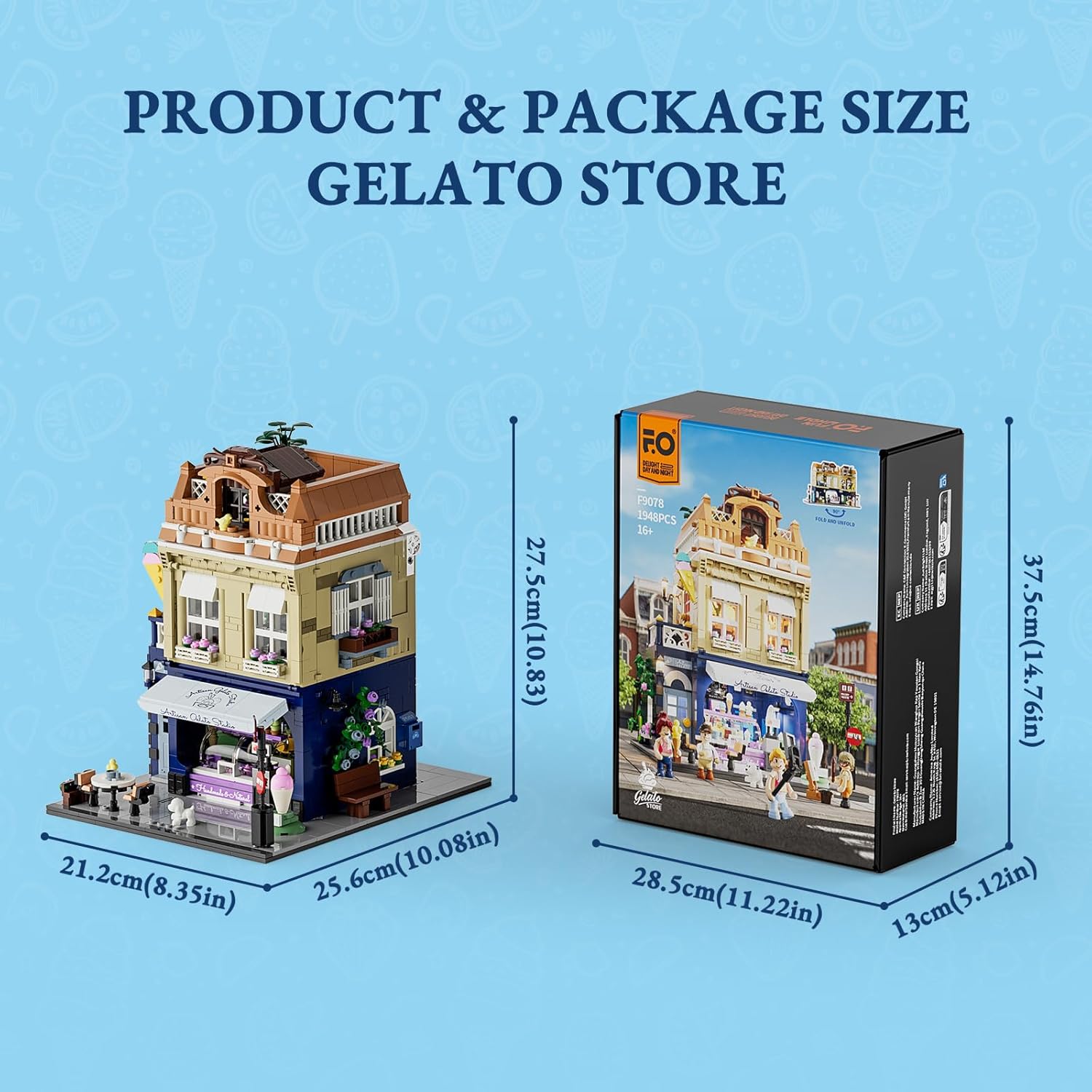 Funwhole Gelato Store Building Set con Luce, 1948 Pezzi - immagine 8