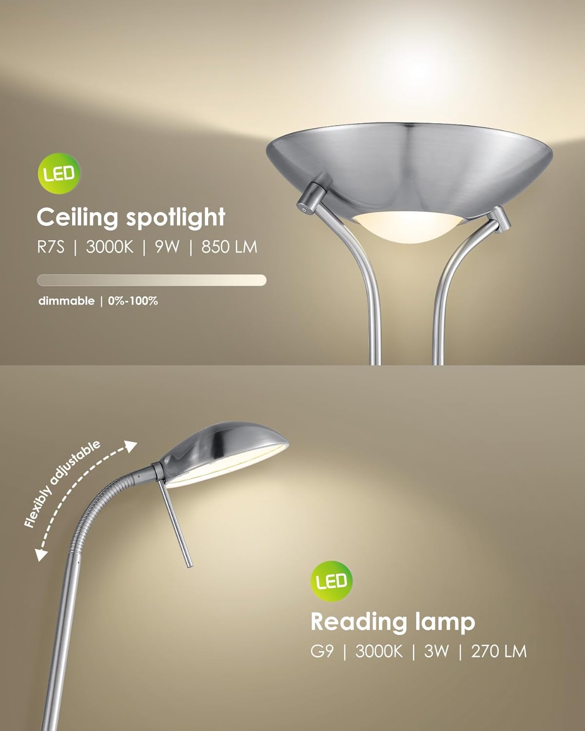 Home Sweet Home Lampada da Terra Classica Argento - immagine 4