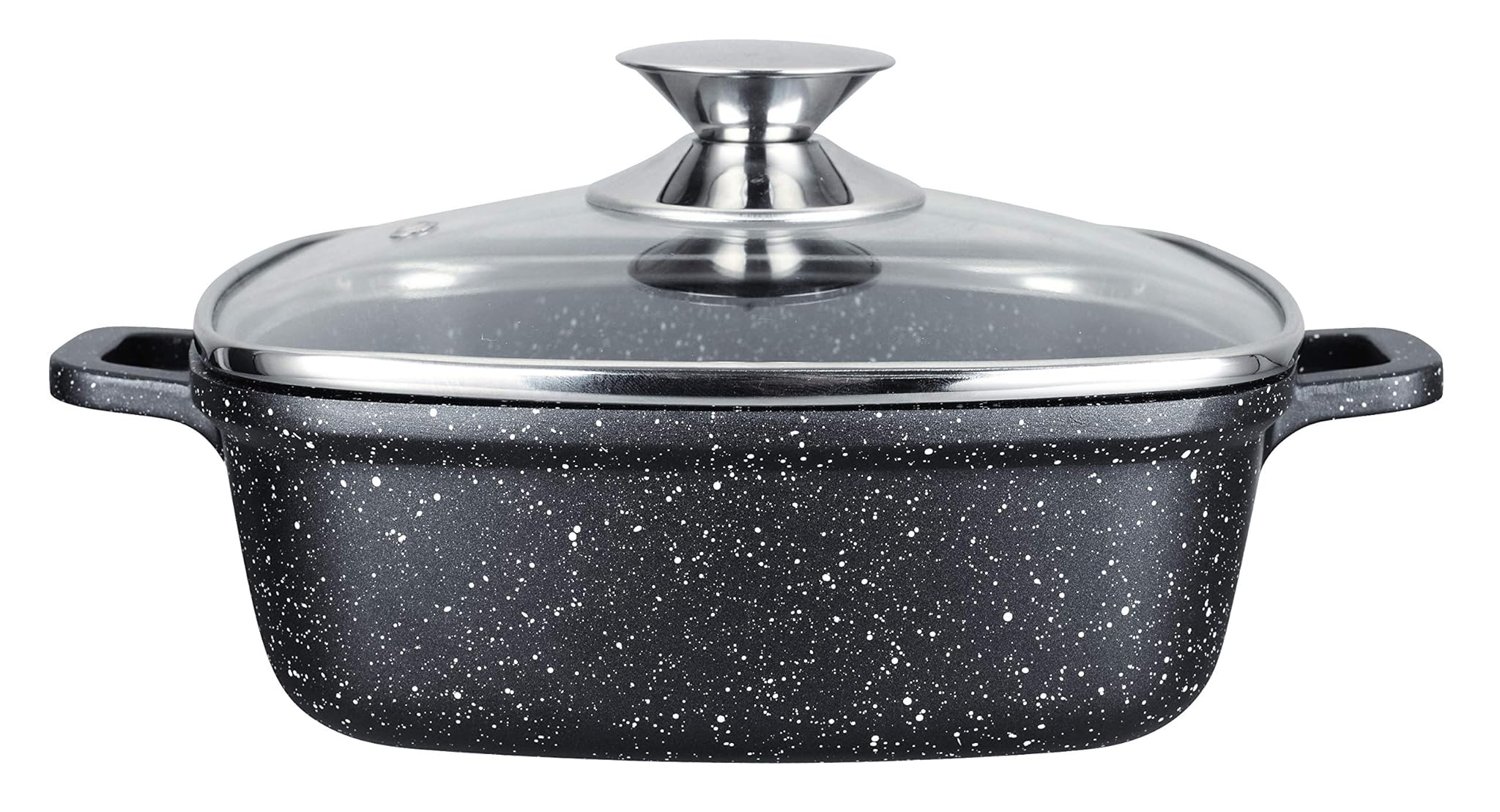 Kamberg 0008102 Casseruola Quadrata 28 x 28 cm, Fusione di Alluminio, Rivestimento in Pietra, Coperchio in Vetro, Compatibile con Tutti i Piani Cottura, Incluso Quello a Induzione, Senza PFOA