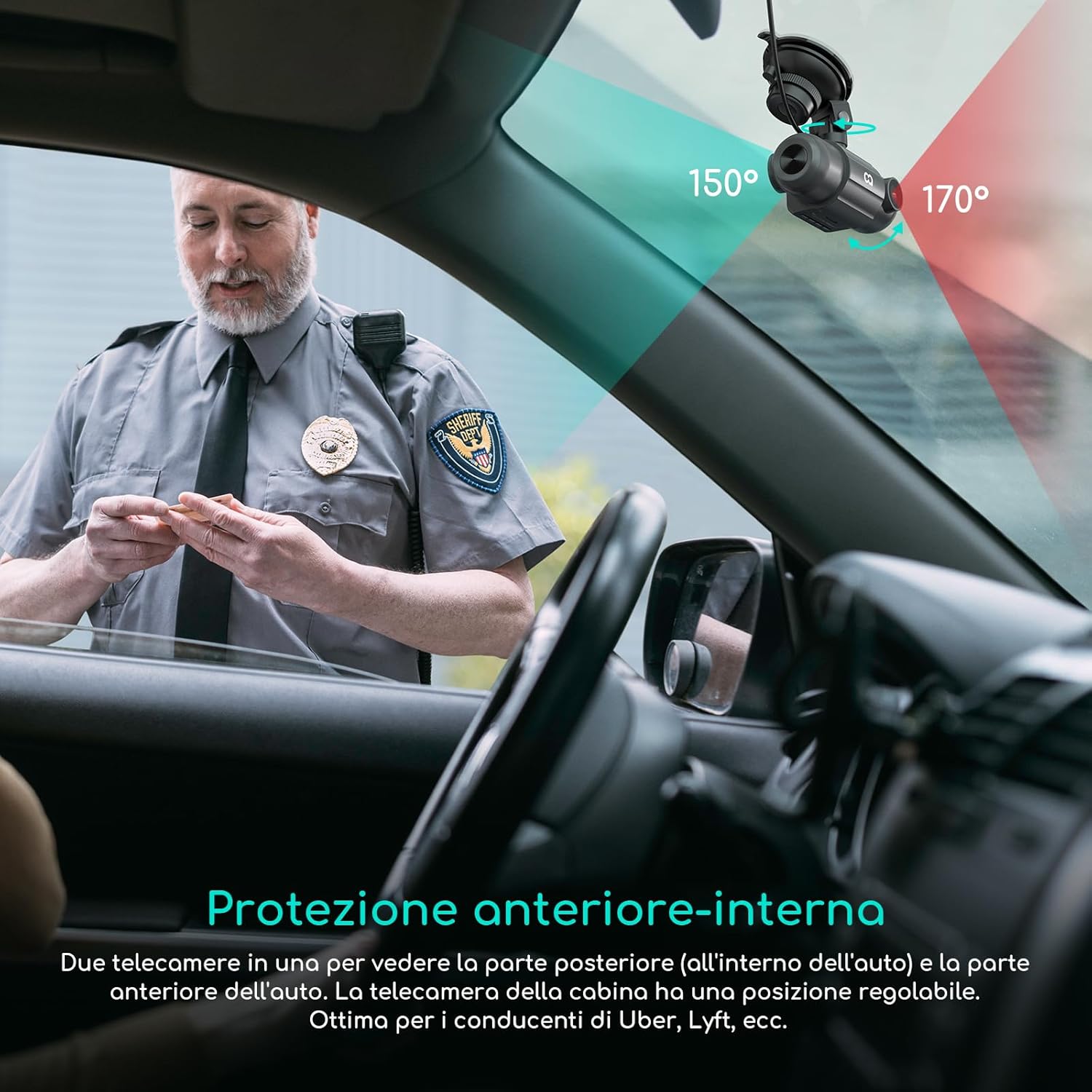 Cooau D30S 4K Dash Cam Auto con GPS Wi-Fi - immagine 3