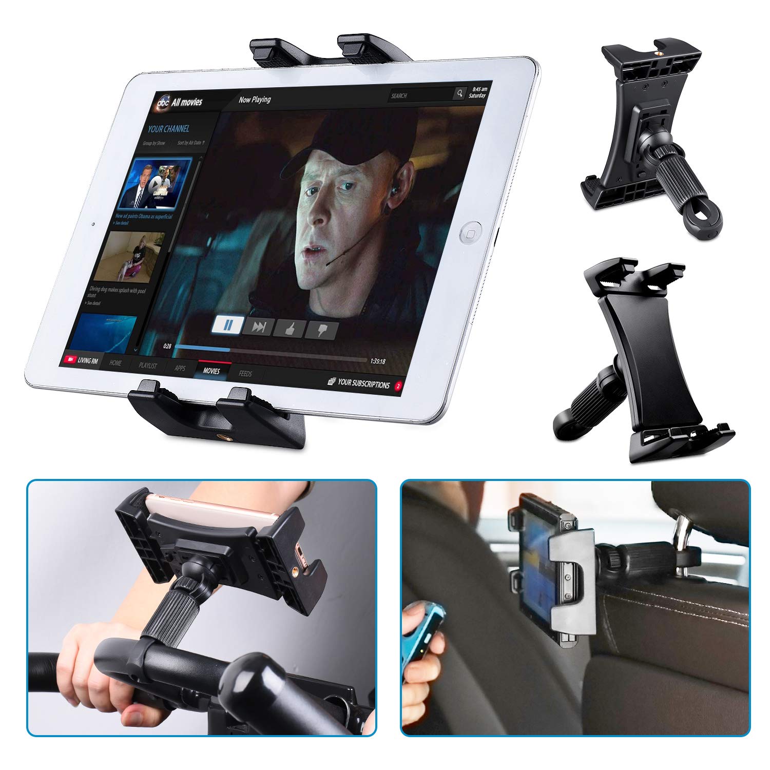 Tendak Cyclette Spinning Bicicletta Tablet Supporto, Portatile Microfono Tapis Roulant Indoor Ginning Manubrio Regolabile 360° Rotante per iPad Pro iPad Mini iPad Air, 4,7-12,9" Tablet Smartphone