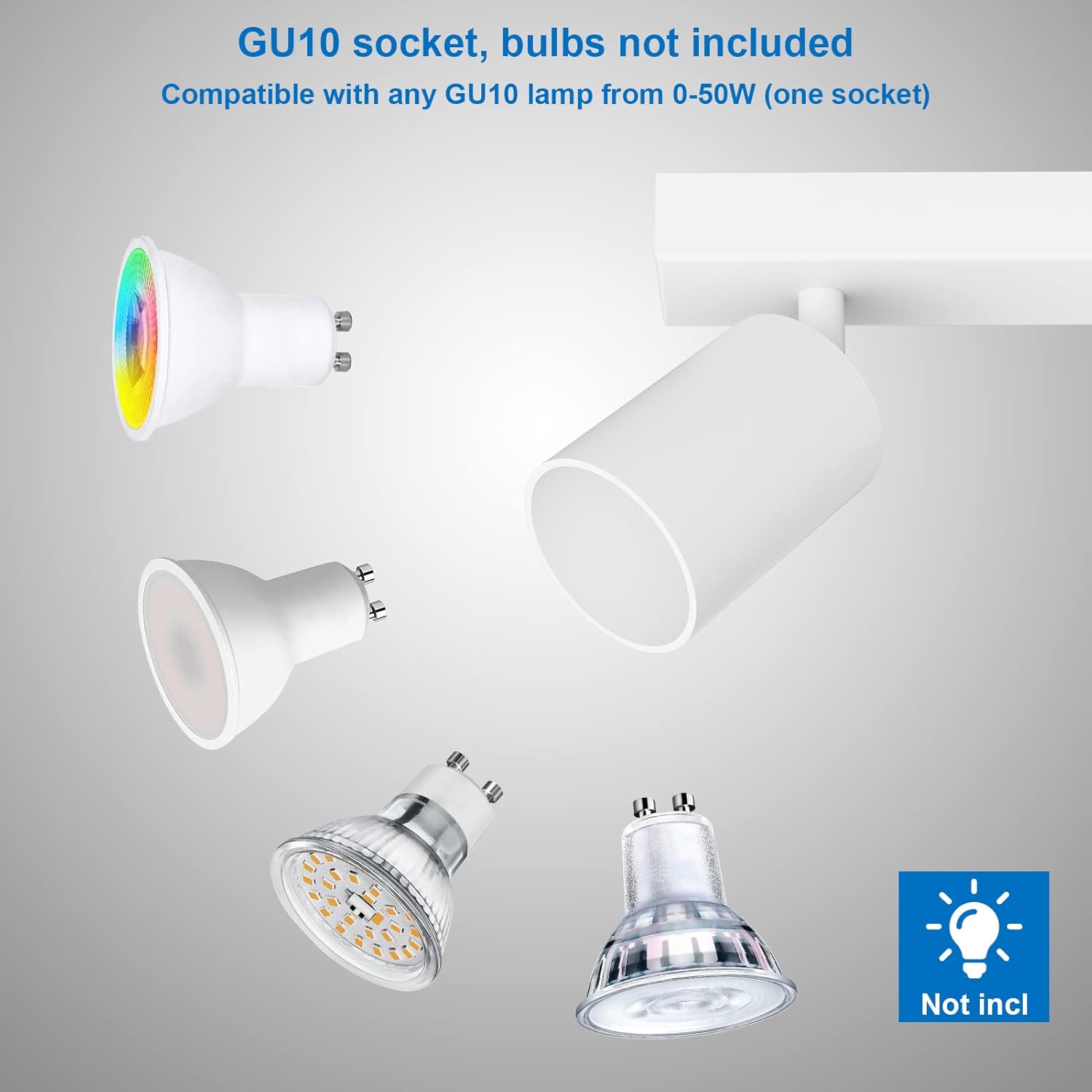 Klighten Faretti da Soffitto Orientabili Bianchi, 3 Luci GU10 - immagine 3