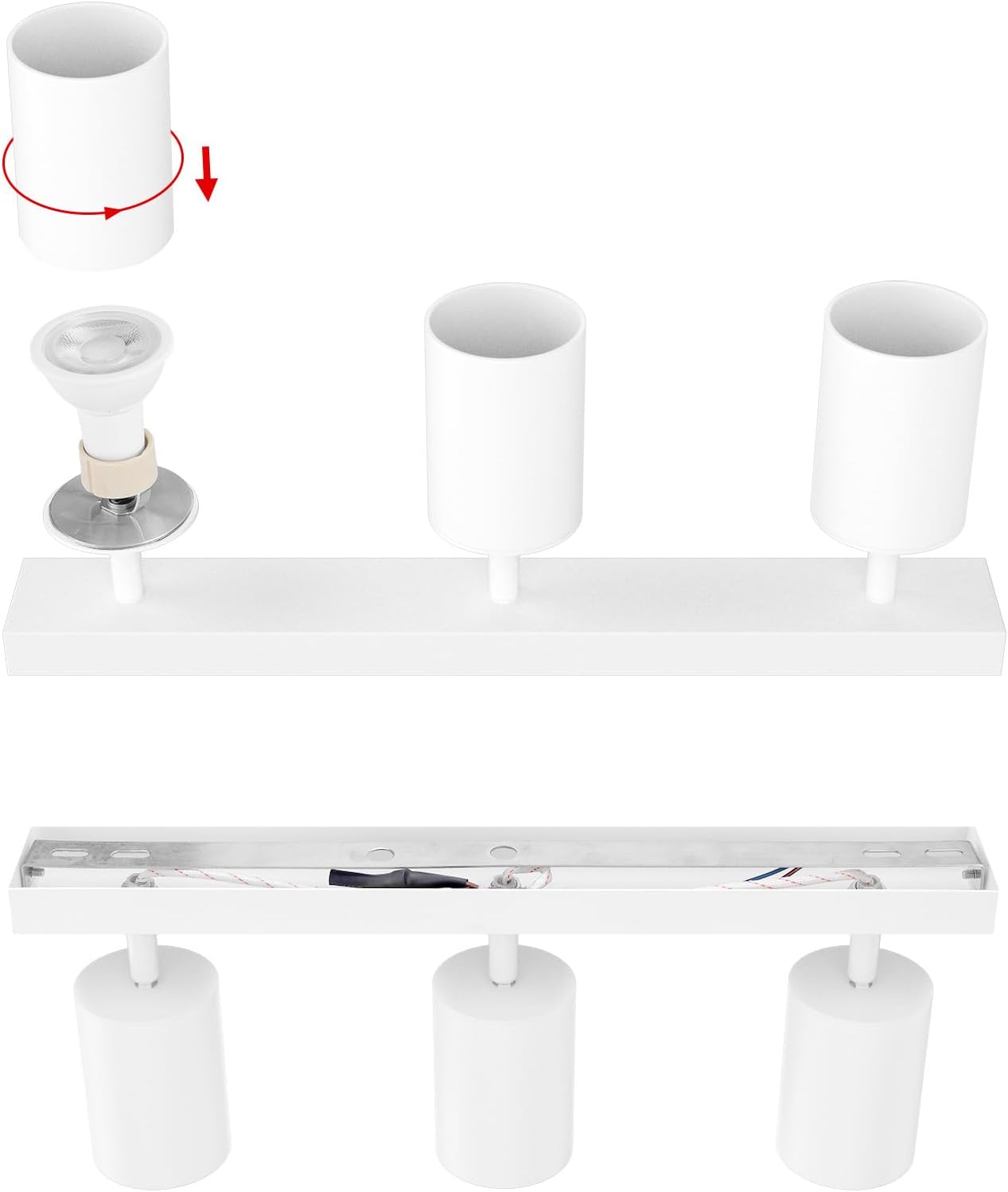 Klighten Faretti da Soffitto Orientabili Bianchi, 3 Luci GU10 - immagine 5