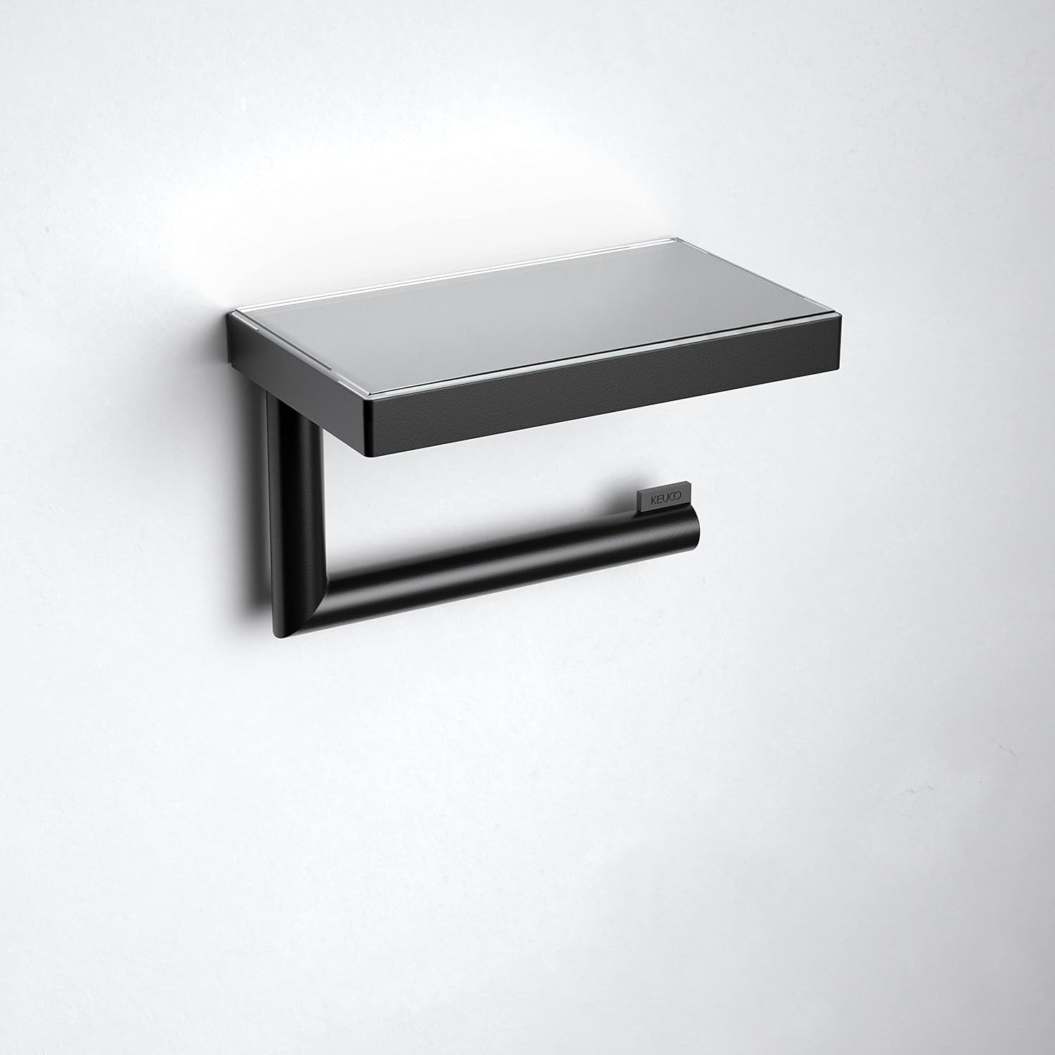 Keuco Porta Carta Igienica con Ripiano, Nero Opaco