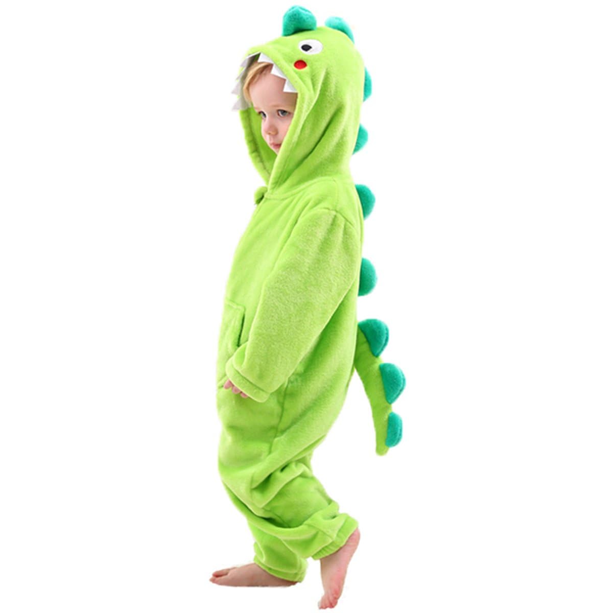 LOLANTA Costume da dinosauro per bambini, tuta in Pile felpa con cappuccio