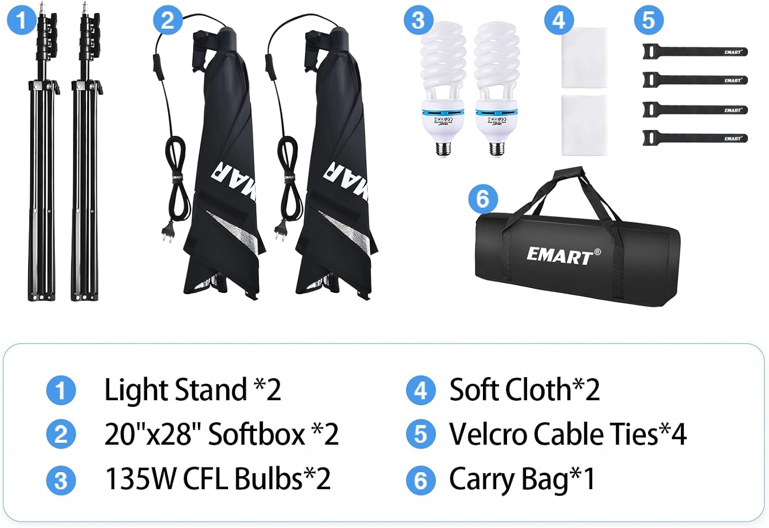 Emart Softbox Set Studio Fotografico 2x 50x70cm - immagine 6