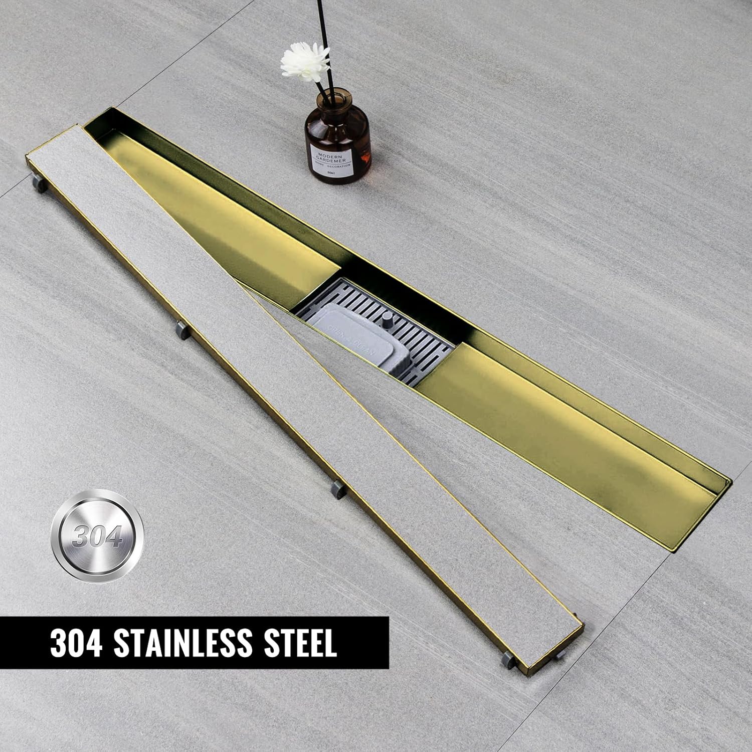 Canalina Doccia 30cm Oro Piastrellabile Extra Piatta - immagine 3