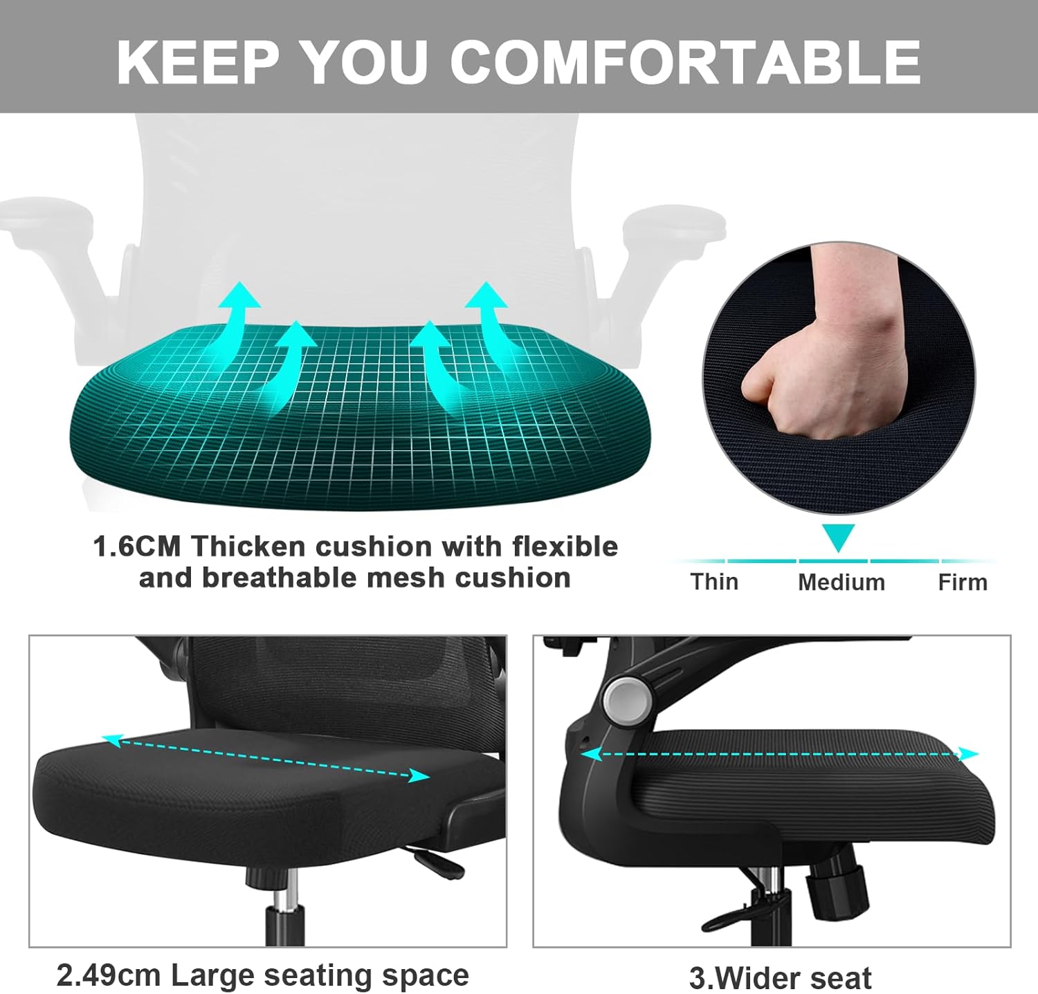 Levipe Sedia da Ufficio Ergonomica con Supporto Lombare - immagine 6