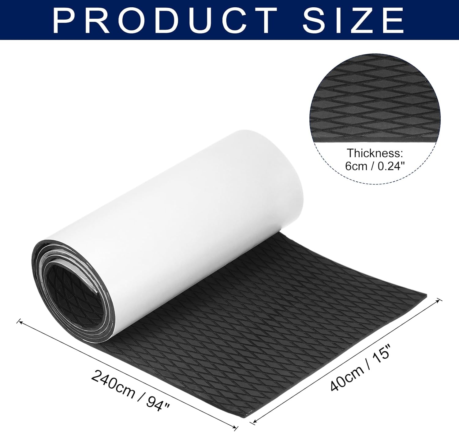 QUARKZMAN Tappetino Schiuma Eva per Barca 240x40cm, Nero - immagine 2