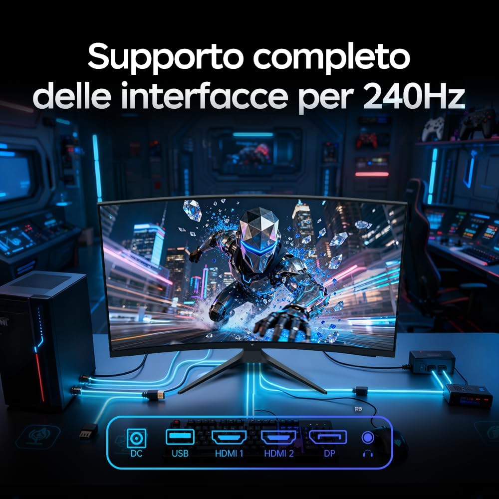 Ktc Monitor Gaming Curvo 32 Pollici 240Hz FHD - immagine 9