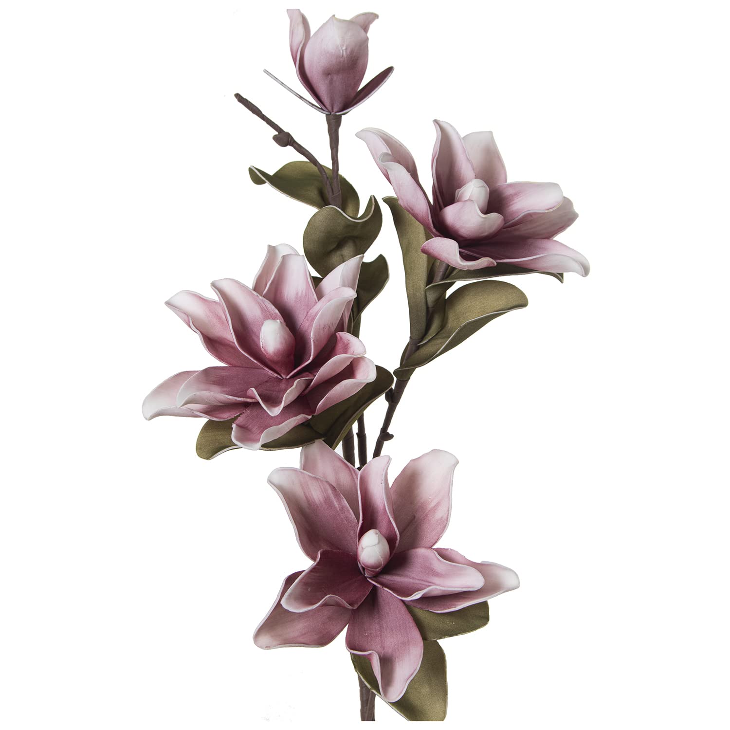 DRW Set 8 Rami con 4 Fiori di Gomma Eva e Carta Rosa 114cm