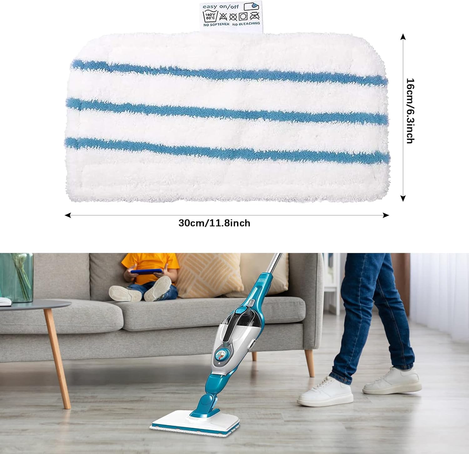 4 Panni Lavabili Microfibra per Black & Decker Steam Mop - immagine 2