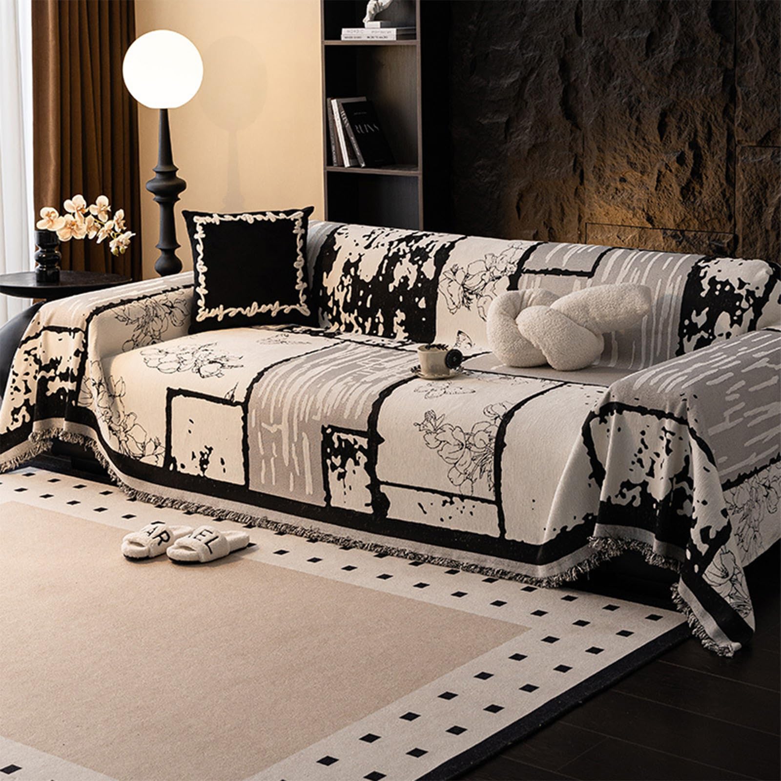 Copridivano Multifunzionale in Ciniglia 180x460cm, Bianco