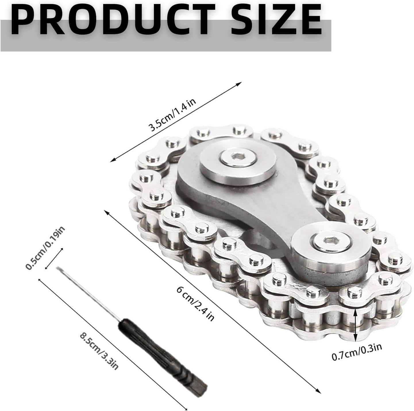 Yeefunjoy Fidget Bike Chain - Giocattolo Antistress Argento - immagine 3