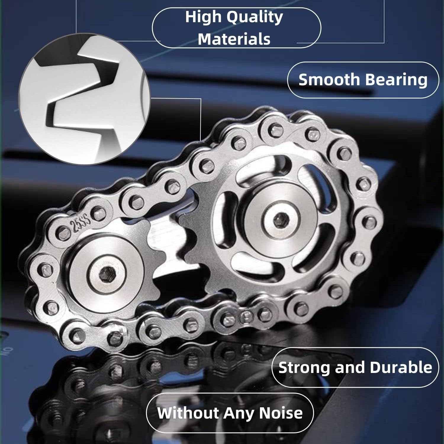 Yeefunjoy Fidget Bike Chain - Giocattolo Antistress Argento - immagine 5