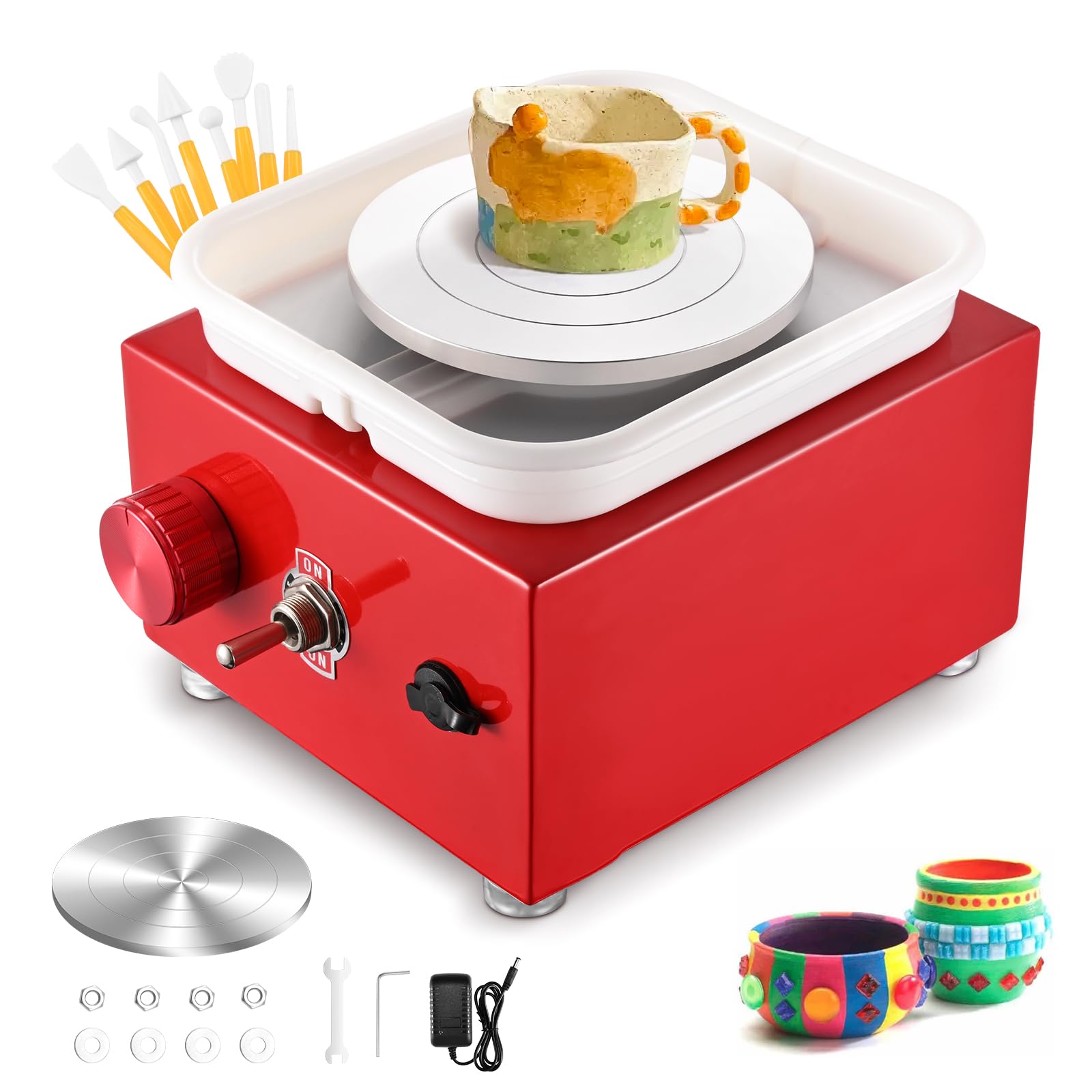 Couleeur Mini Ruota di Ceramica Elettrica 2000 Giri/min, Rosso