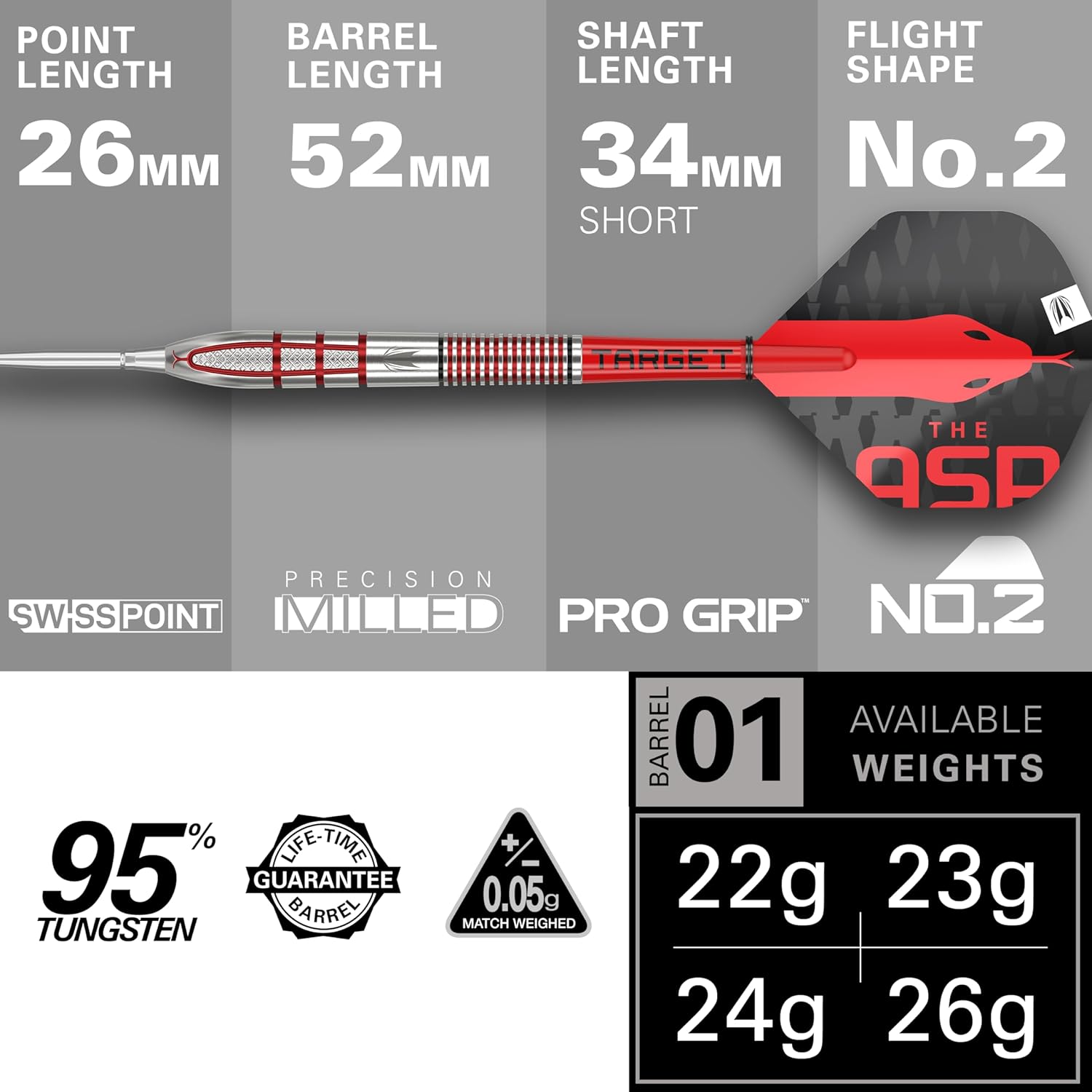 Target Darts Nathan Aspinall Gen 2 - Freccette 95% Wolfram - immagine 3