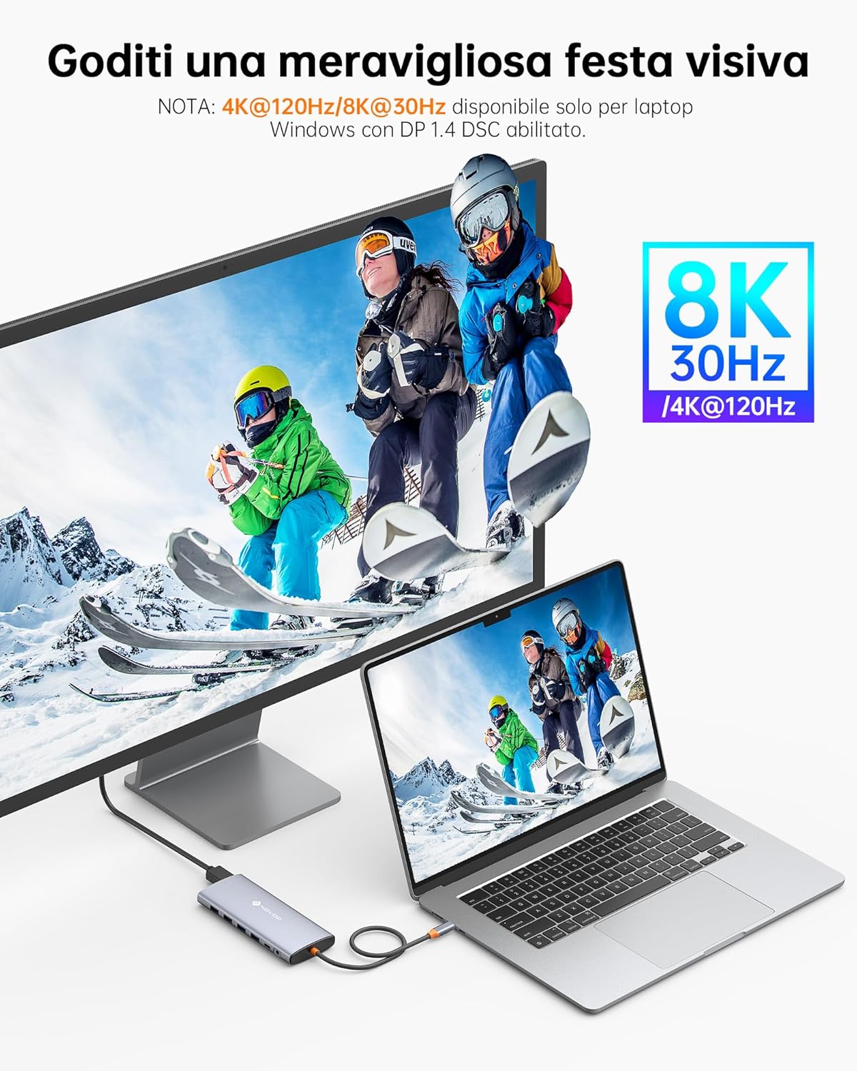 Novoo Docking Station 14-in-1 Hub USB C con 2 HDMI 4K - immagine 3