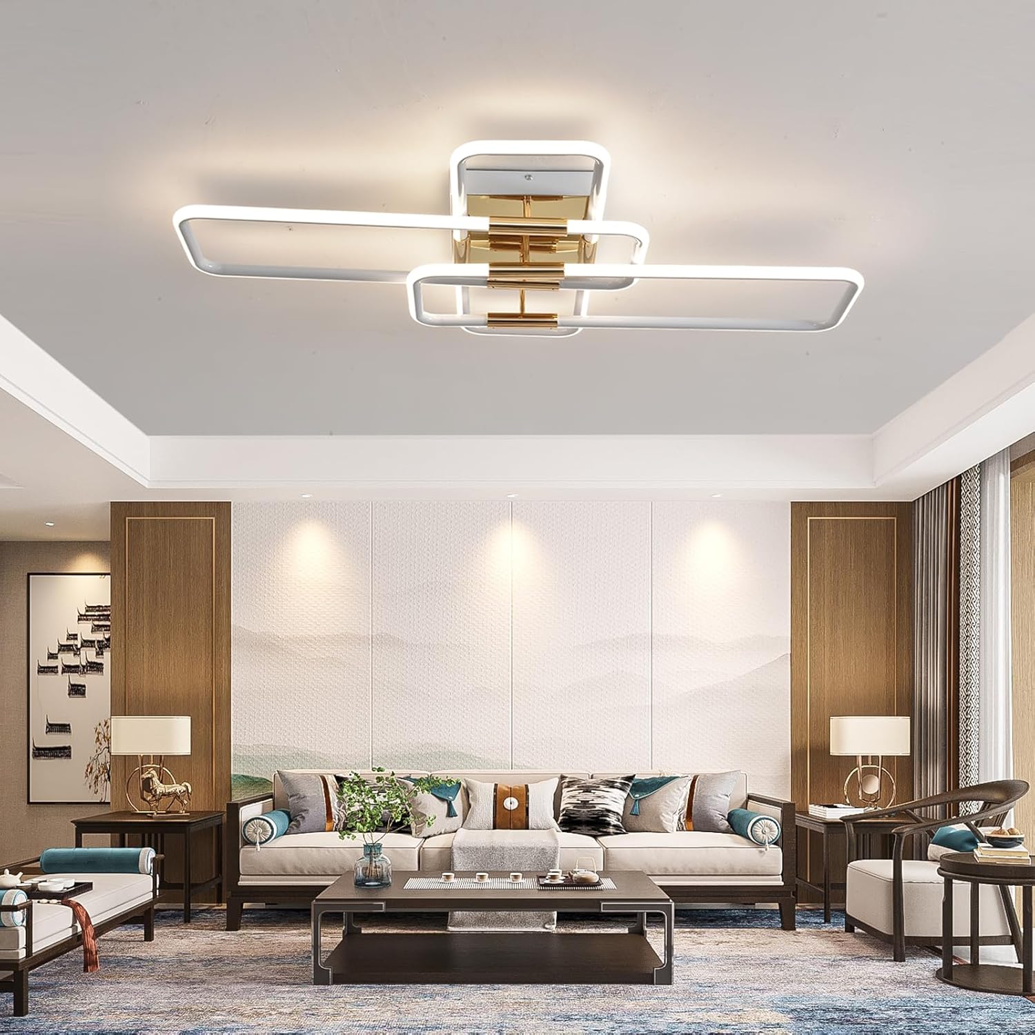 Plafoniera LED Soffitto Moderna con Telecomando 110x70cm - immagine 2