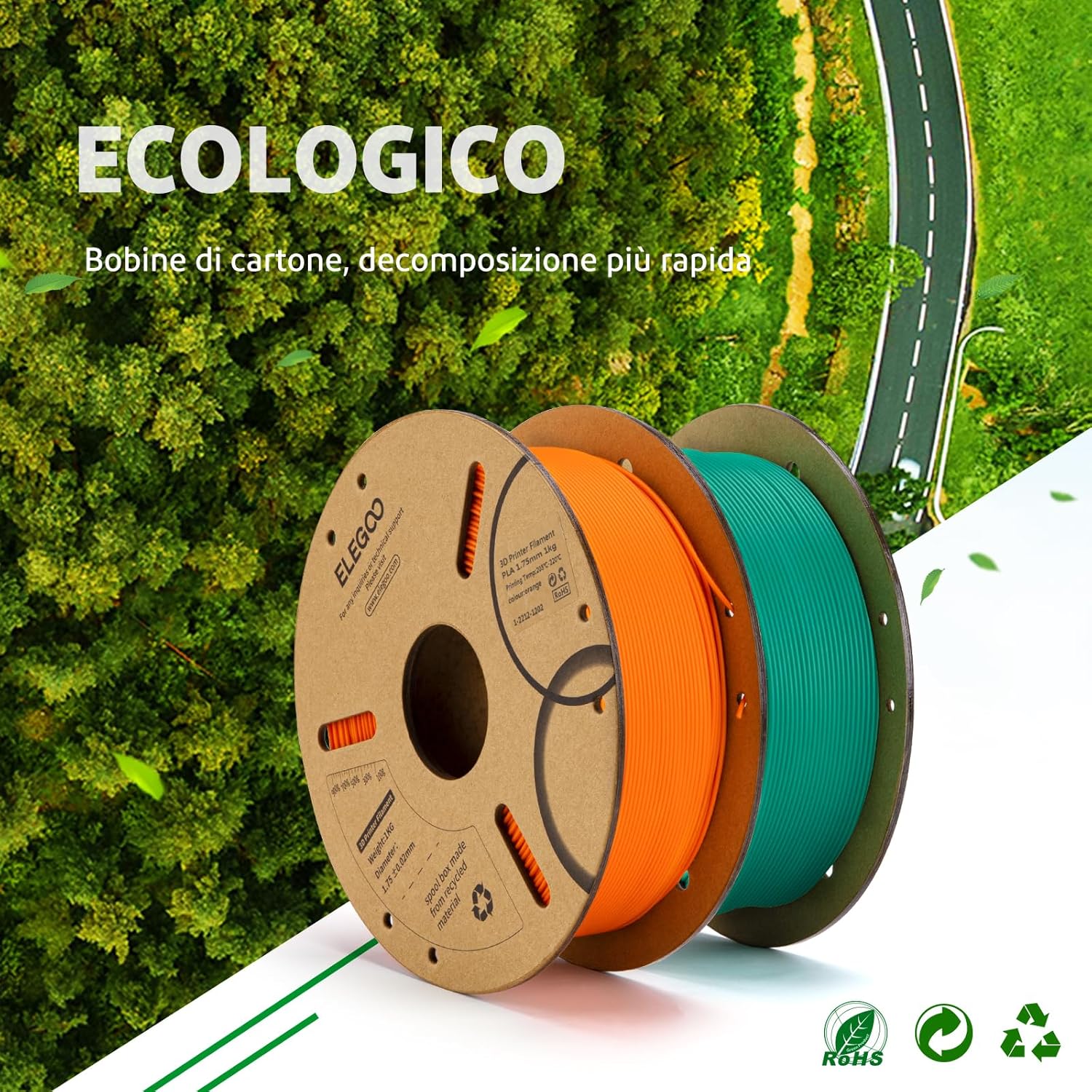 Elegoo Filamento PLA+ 1.75mm Nero 4KG - immagine 5