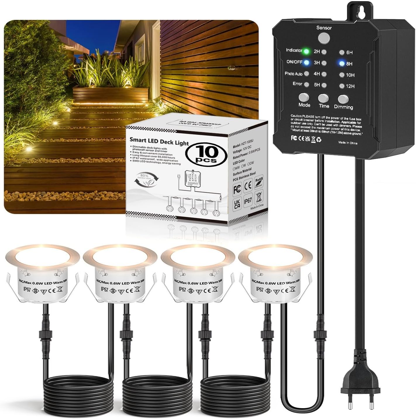 10 Faretti da Incasso Esterno IP67 con Timer e Sensore - immagine 1