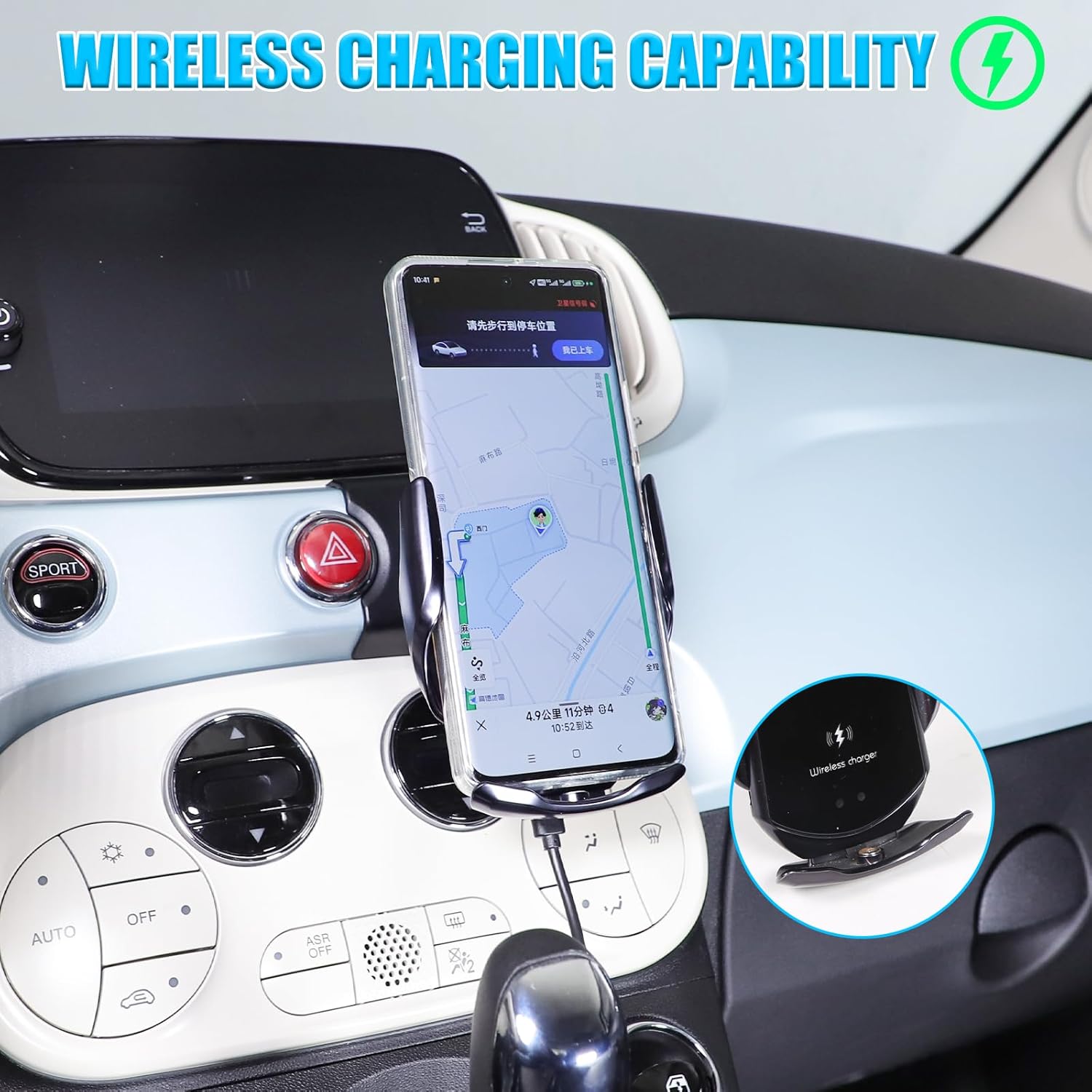 Metyoucar Supporto Cellulare Auto per Fiat 500 (2007-2024) - immagine 2