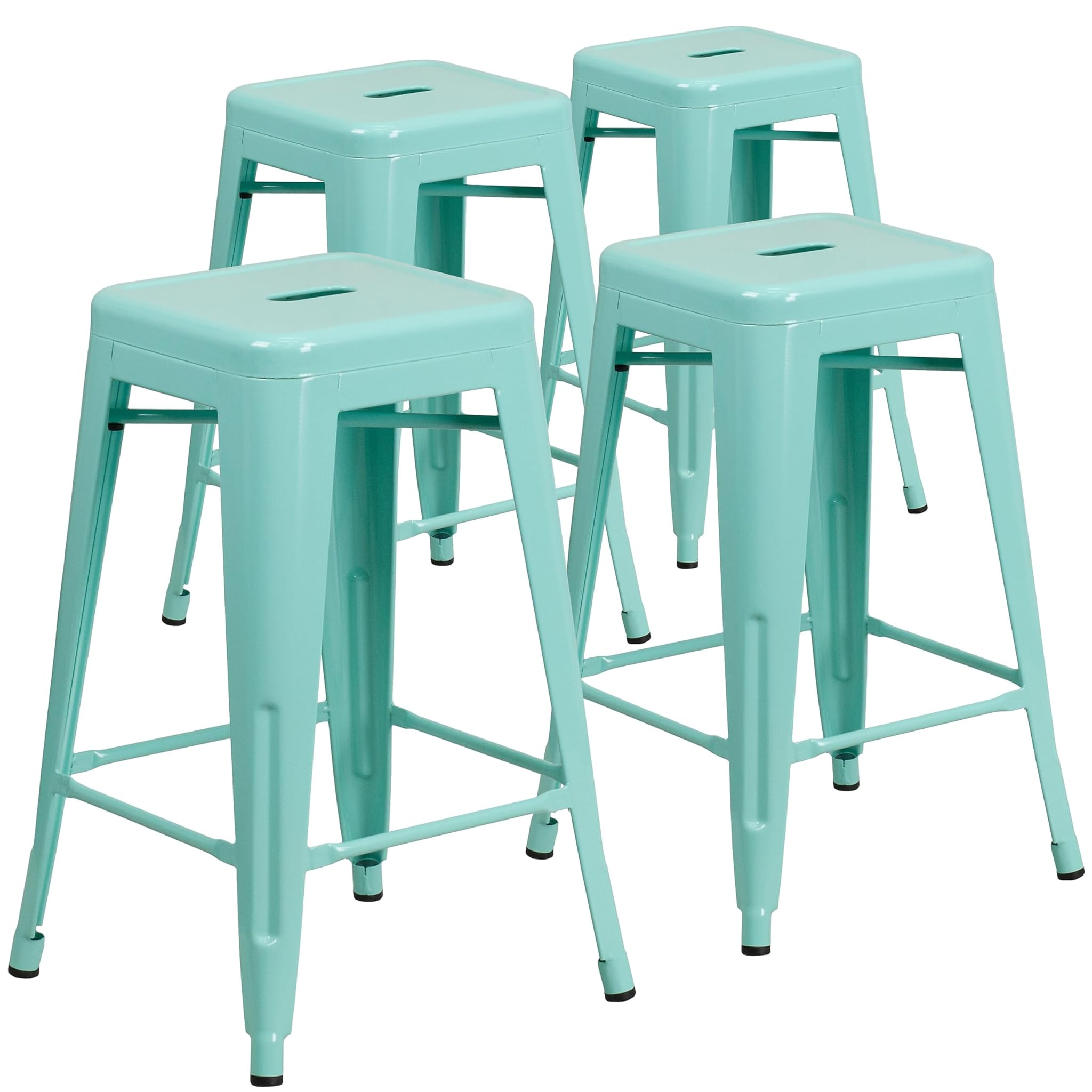 Flash Furniture Sgabelli da Bar Set 4pz 61cm, Verde Menta
