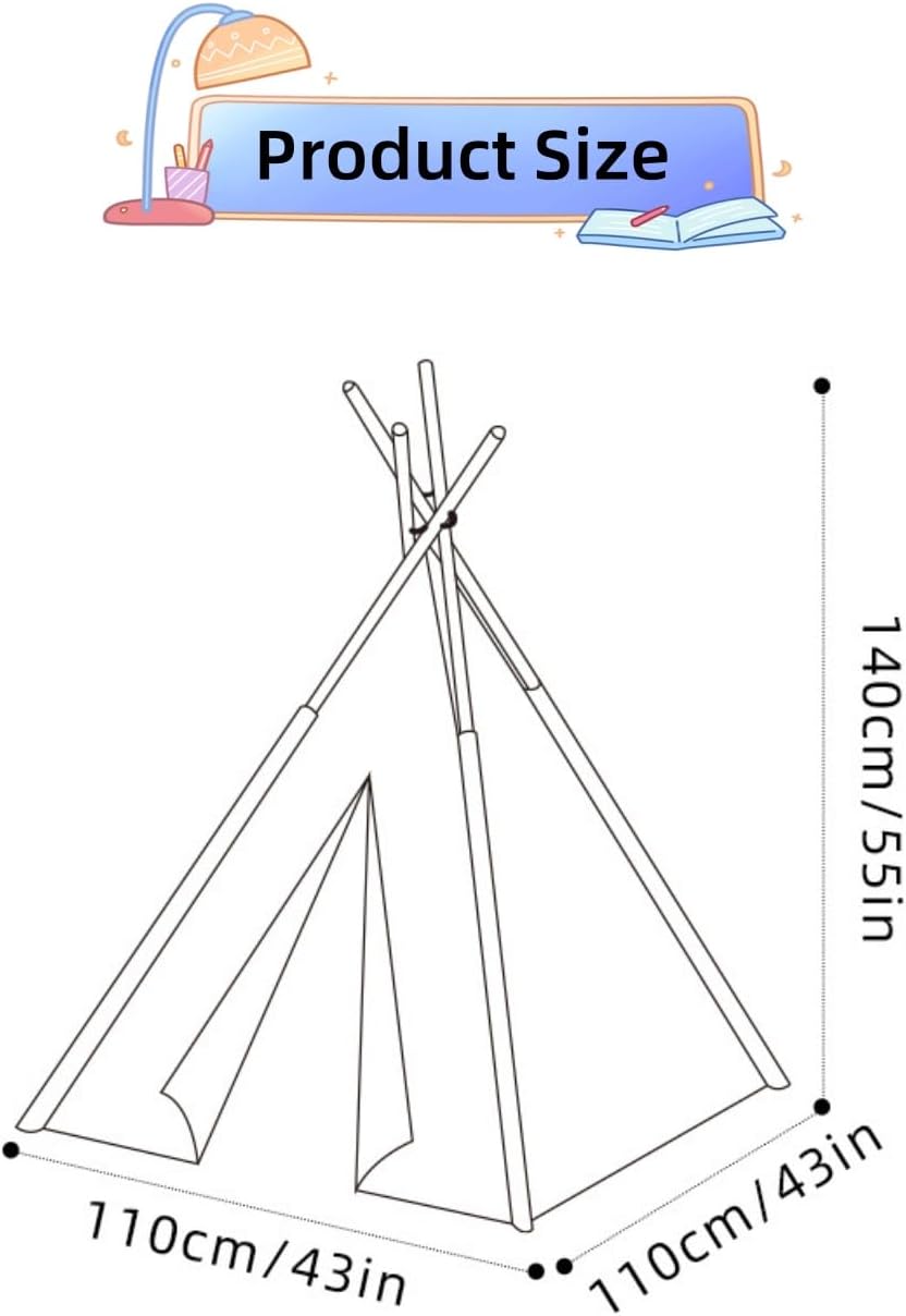 Benebomo Teepee Tenda Gioco per Bambini 43x43x55in - immagine 3