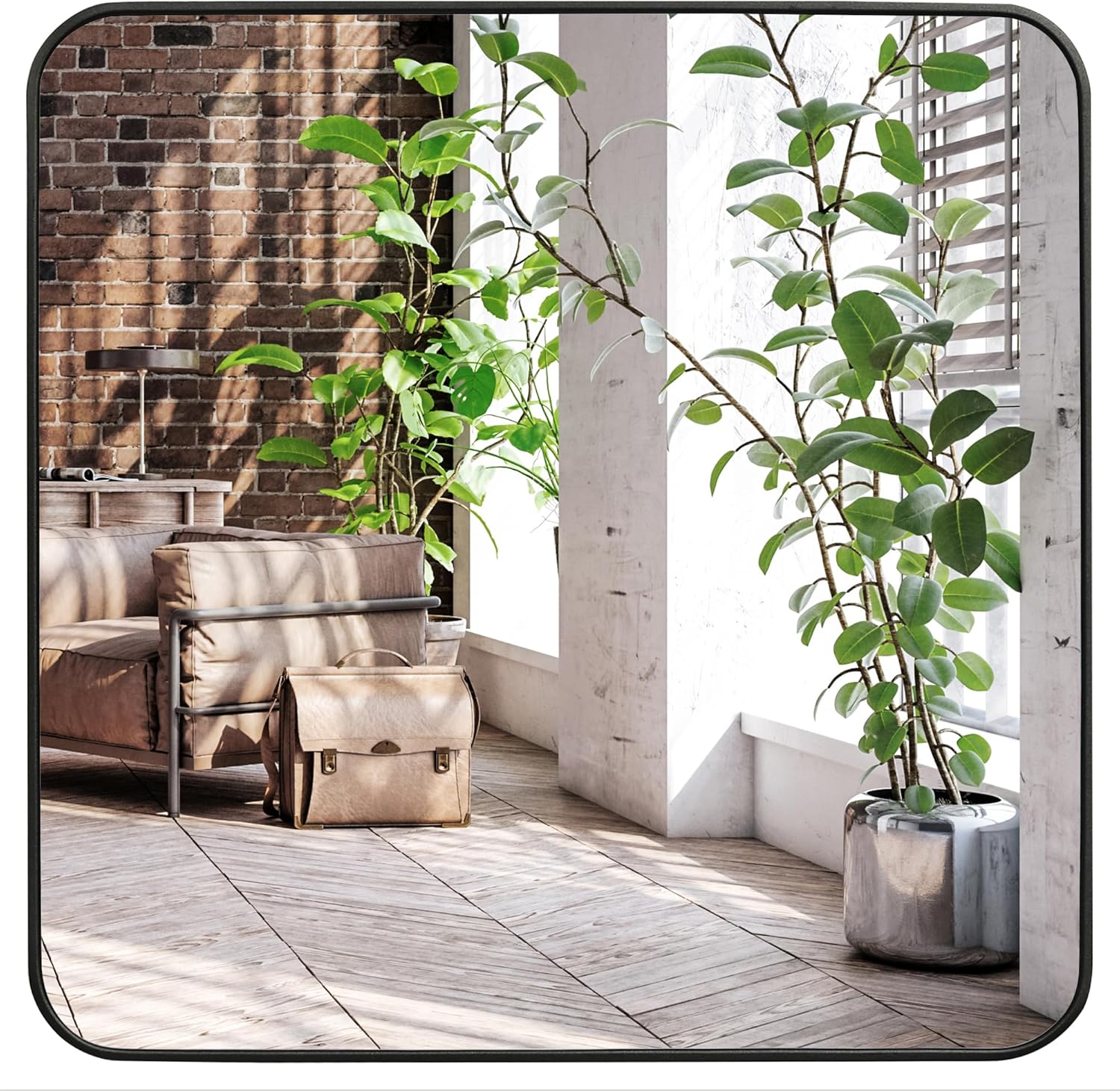 Americanflat Specchio Quadrato da Parete 80x80 cm, Nero - immagine 2